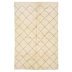 Geometric Modern Ivory Wool Rug Moroccan Style With A Tribal Pattern