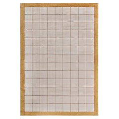 Geometrischer, moderner, hellbeiger, handgefertigter Teppich „Trellis“ von Doris Leslie Blau
