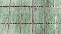 Geometric Modern Mint Lace-Grid Handmade Runner "Verdelace" by Doris Leslie Blau