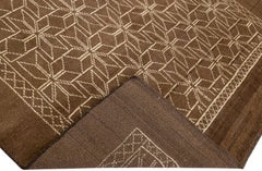 Geometric Modern Moroccan Style Handmade Brown Wool Rug by Apadana