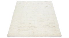 Geometric Modern Moroccan Style Handmade Ivory Wool Rug by Apadana