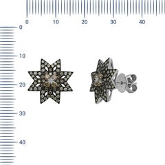Geometric Modern Precious Star Cognac Diamond White Gold Stud Earrings