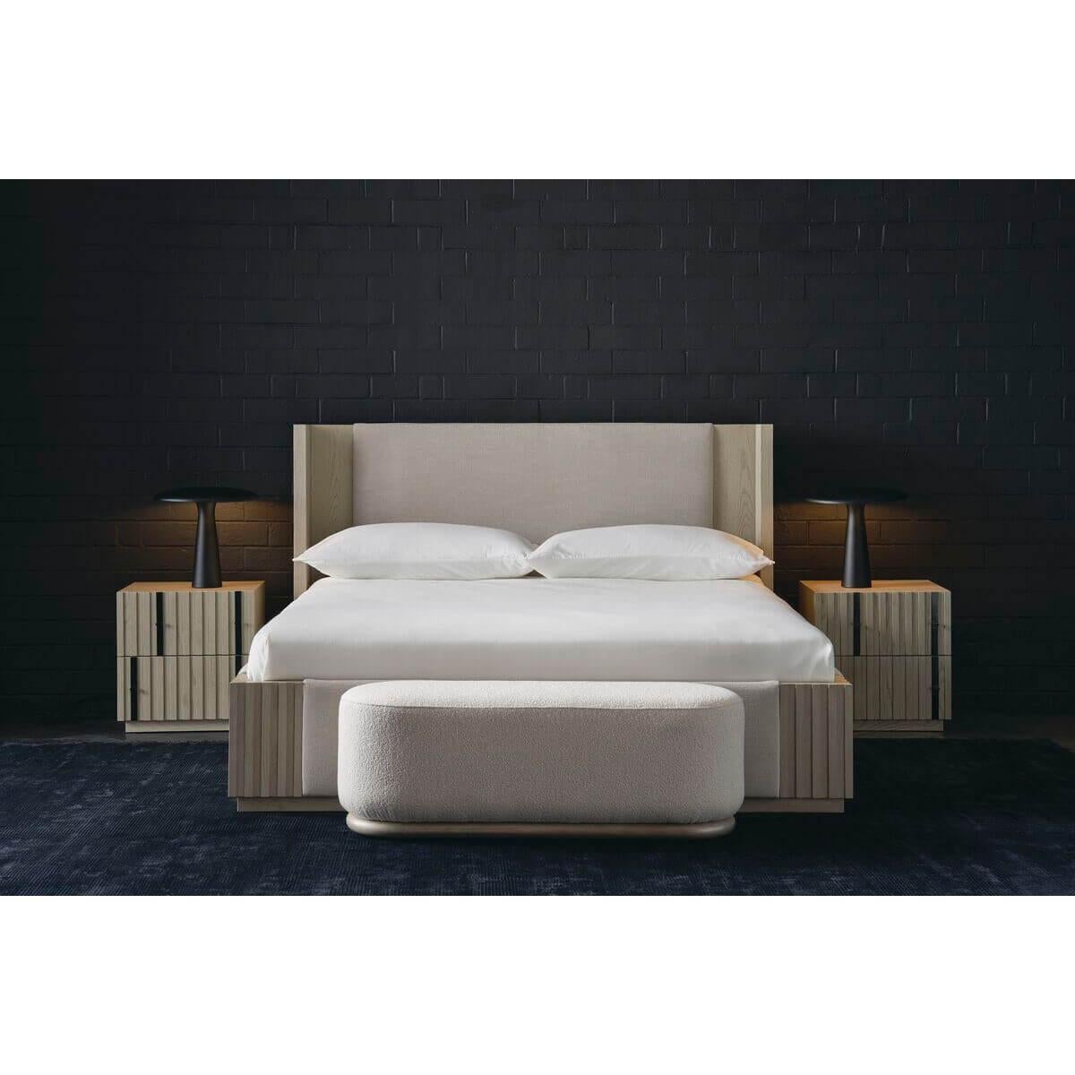 Geometric Modern Queen Bed In New Condition In Westwood, NJ