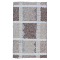 Tapis scandinave moderne à tissage plat en brun clair, taupe et crème