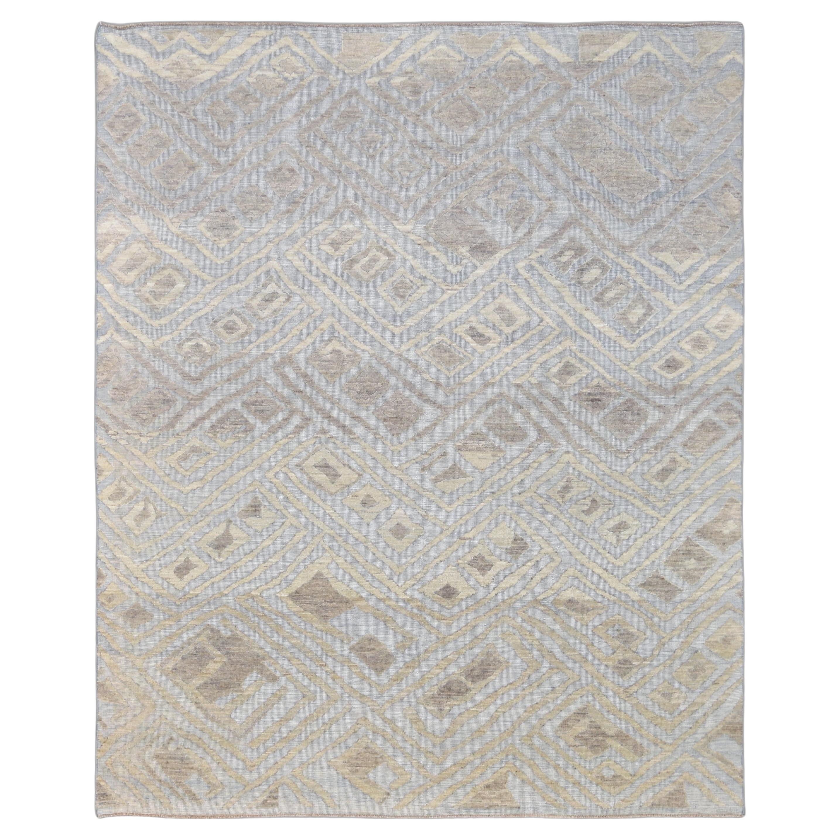 Geometrischer moderner weicher blauer und grauer Teppich mit Diamantmotiv 8'2''x10'