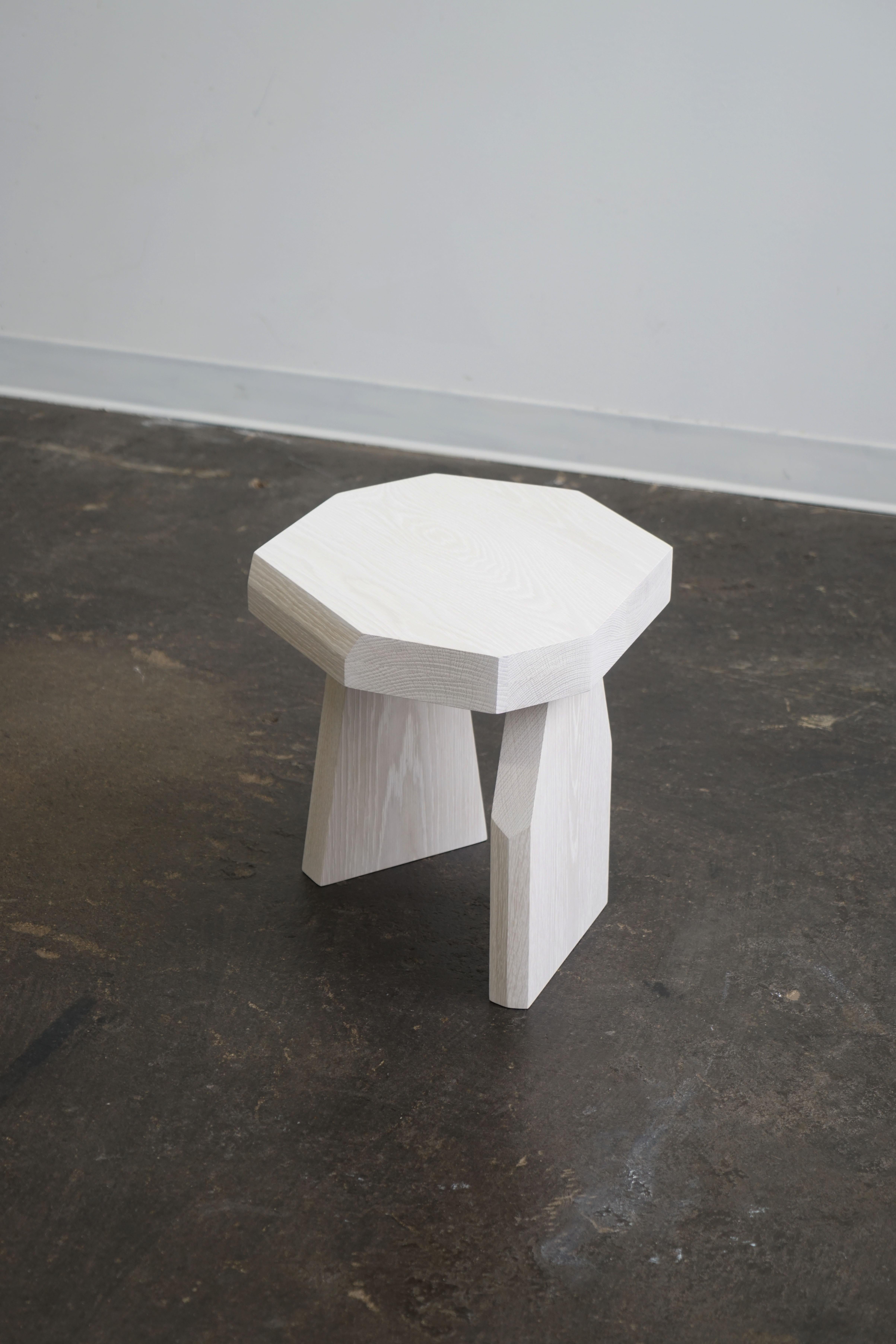 Organic Modern Geometric Modern Solid Wood Bleached Oak Side Table by Last Workshop For Sale