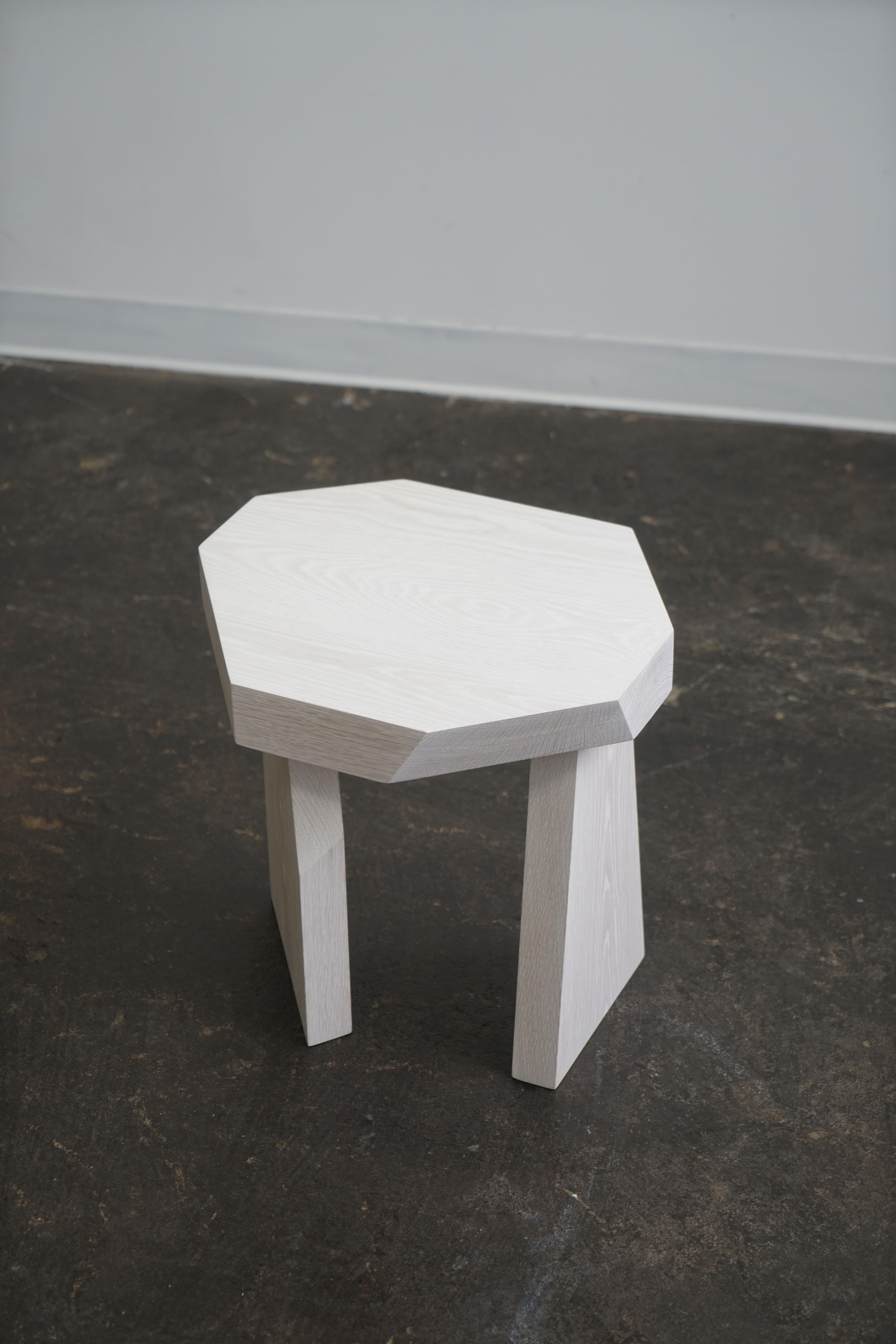 American Geometric Modern Solid Wood Bleached Oak Side Table by Last Workshop For Sale