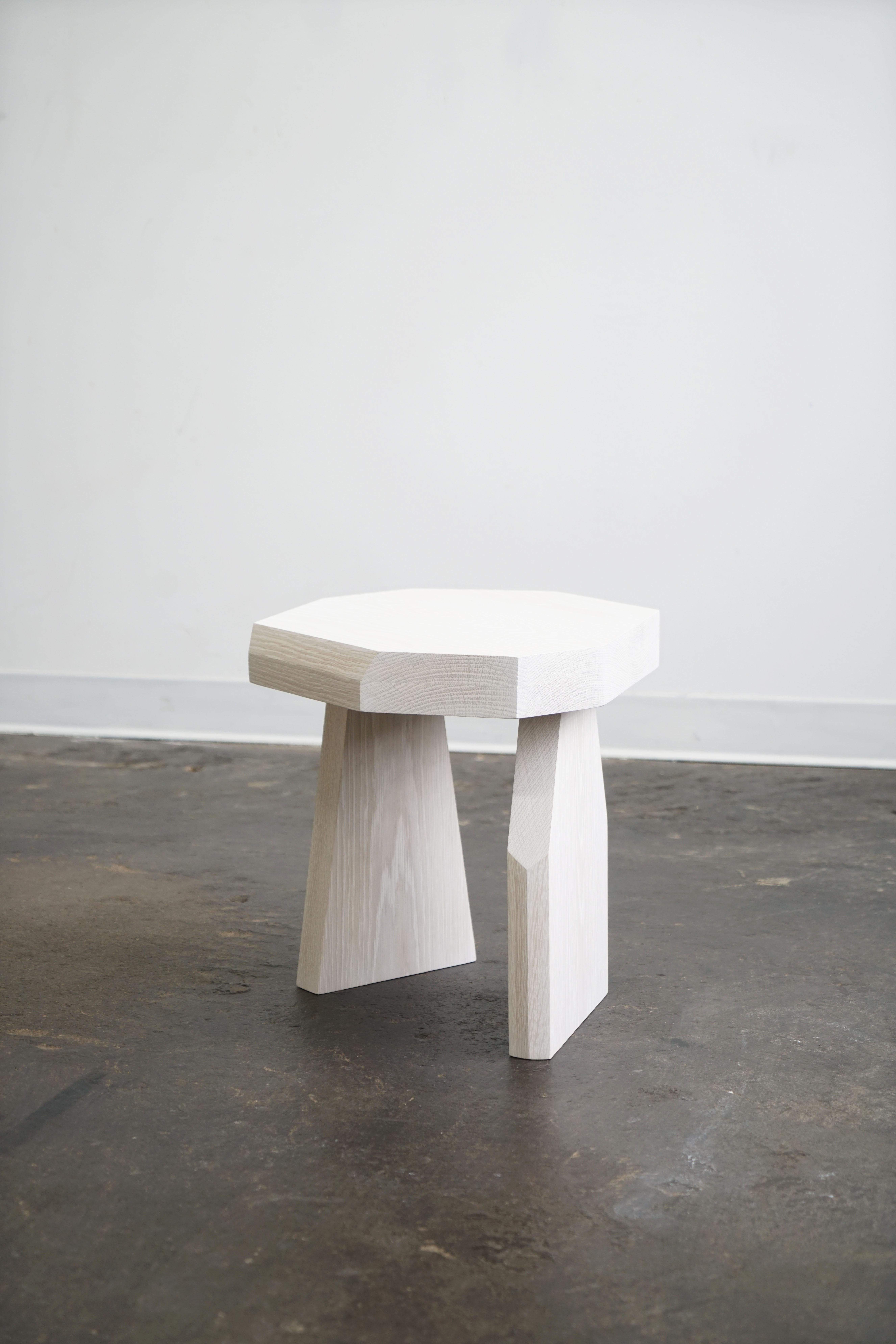 Geometric Modern Solid Wood Bleached Oak Side Table by Last Workshop In New Condition For Sale In Chicago, IL