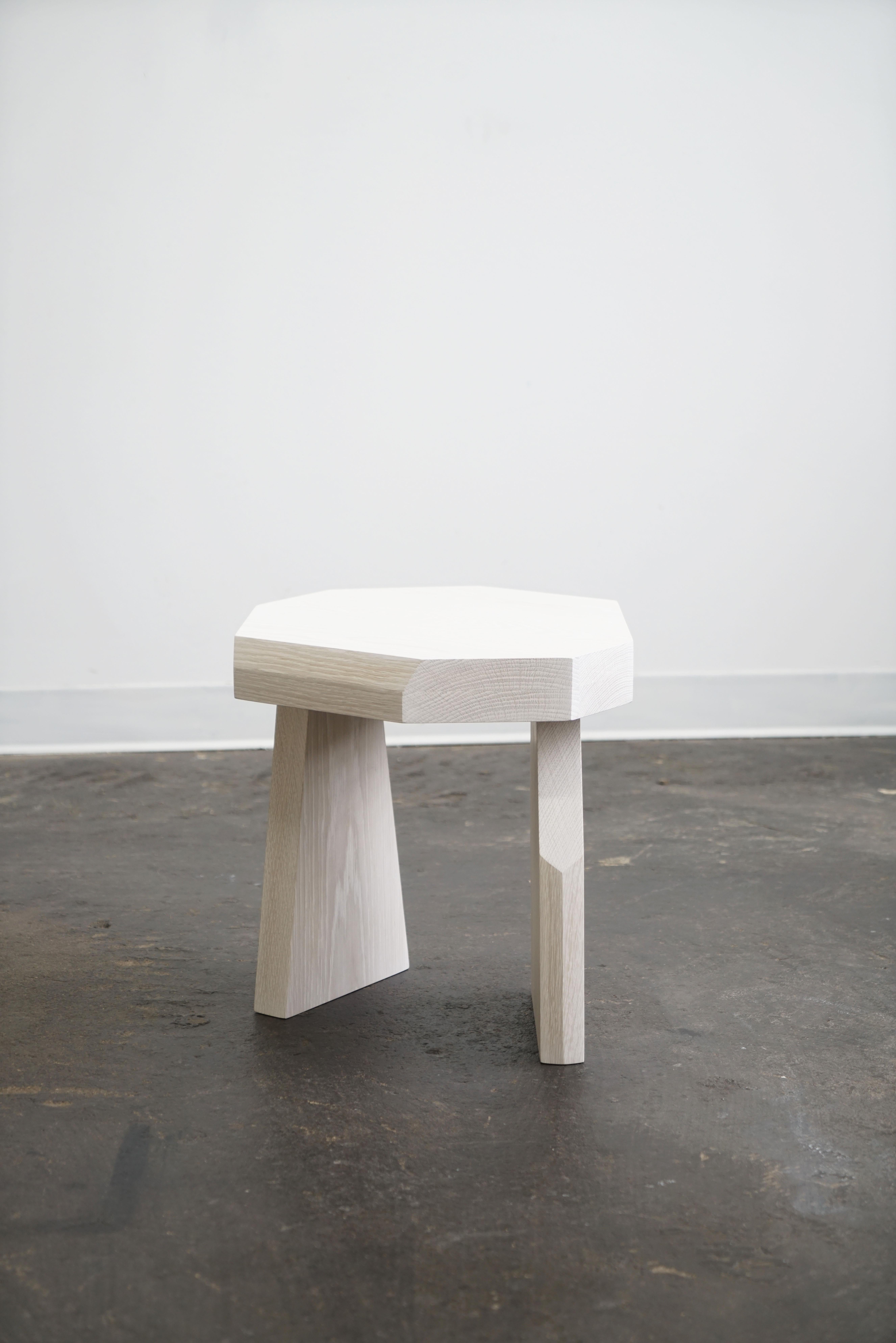Contemporary Geometric Modern Solid Wood Bleached Oak Side Table by Last Workshop For Sale
