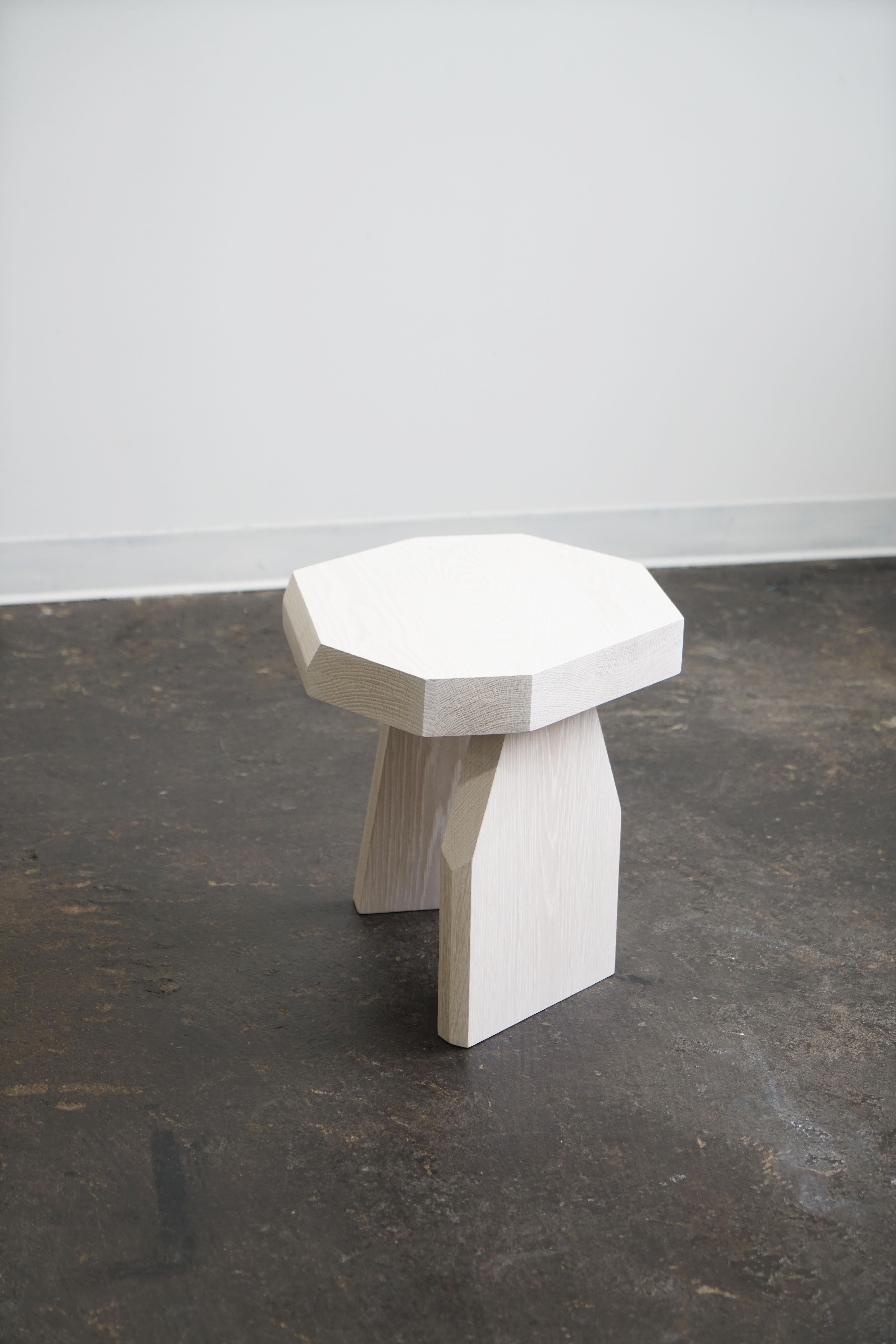 Geometric Modern Solid Wood Bleached Oak Side Table by Last Workshop For Sale 1