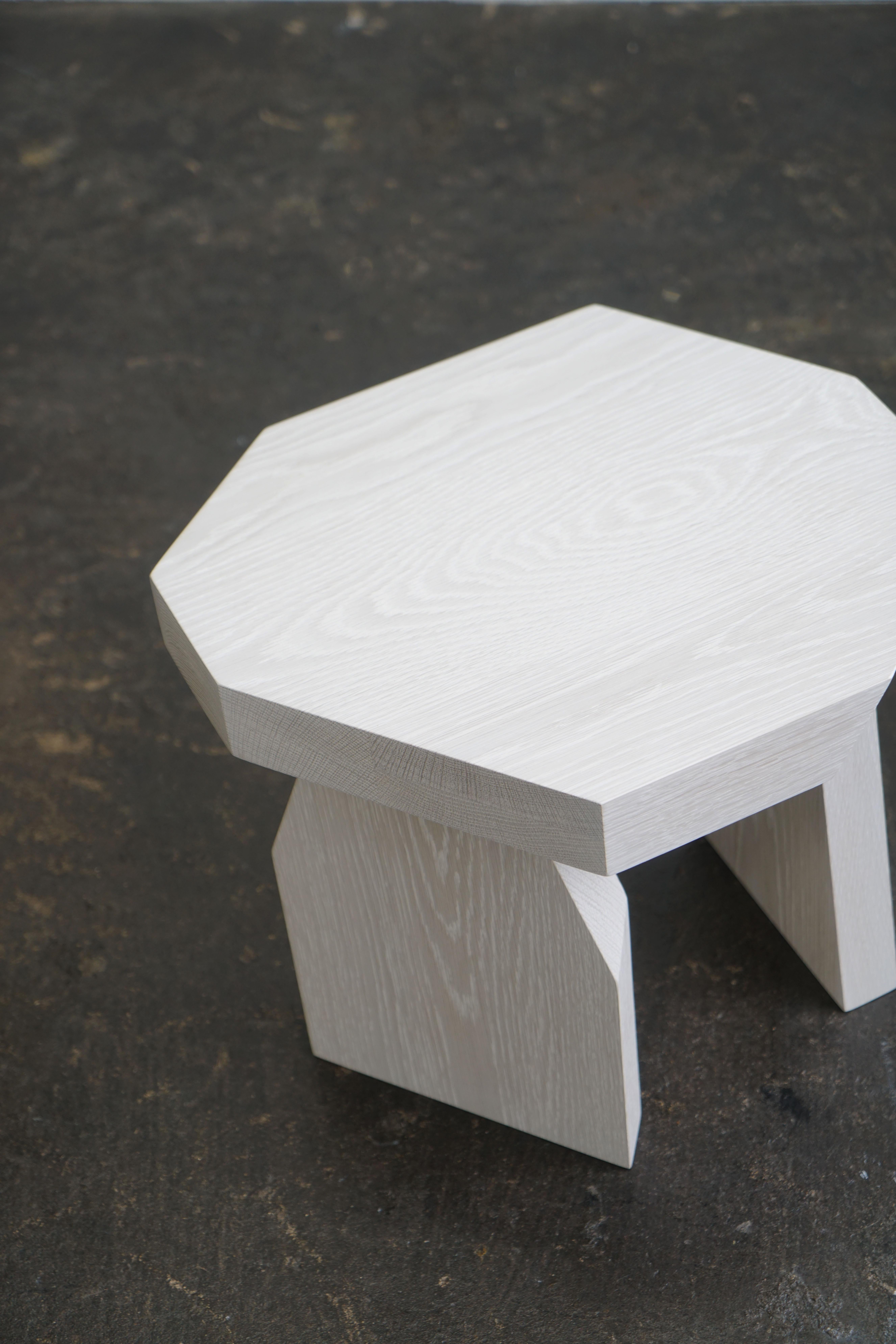 Geometric Modern Solid Wood Bleached Oak Side Table by Last Workshop For Sale 2