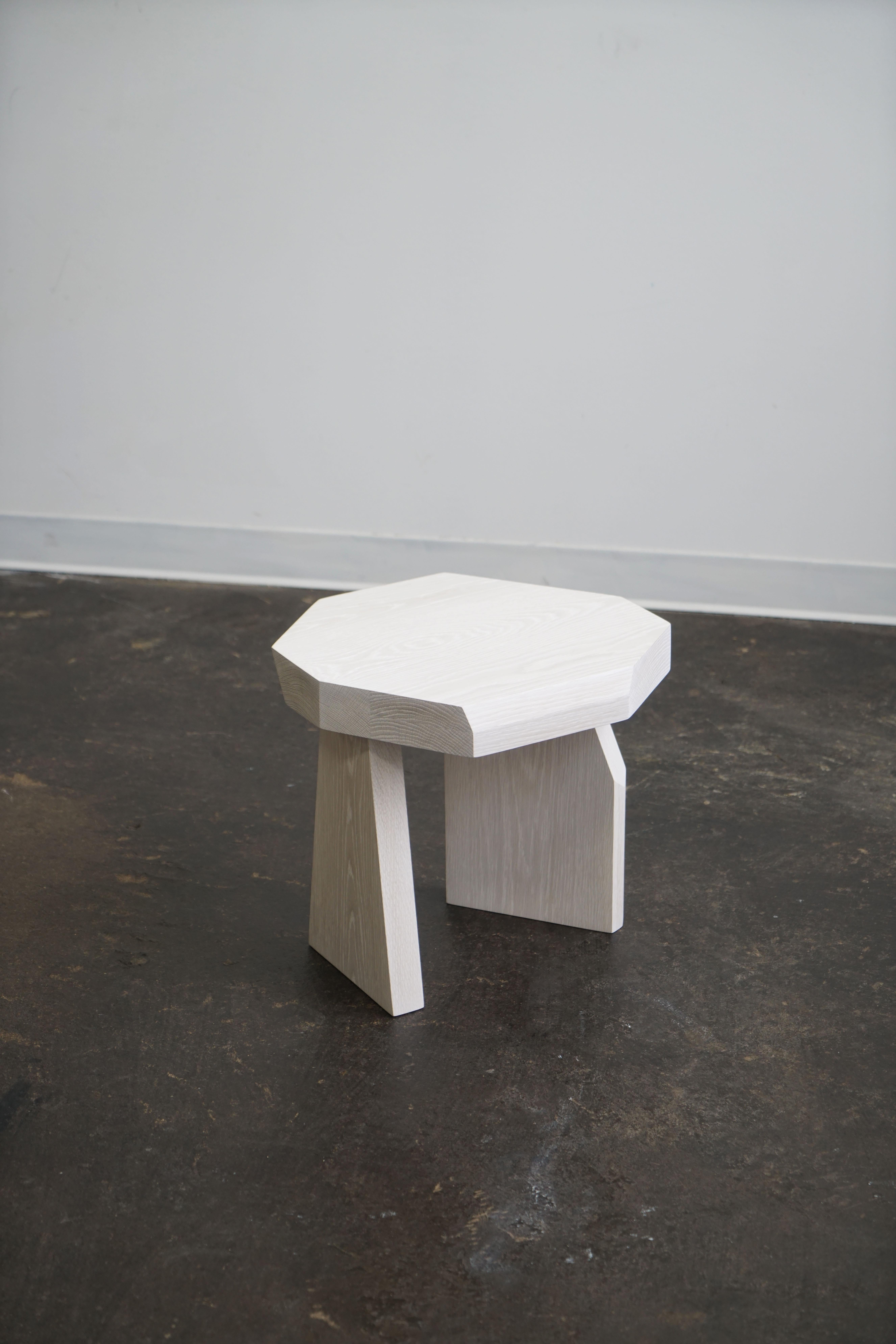 Geometric Modern Solid Wood Bleached Oak Side Table by Last Workshop For Sale 3