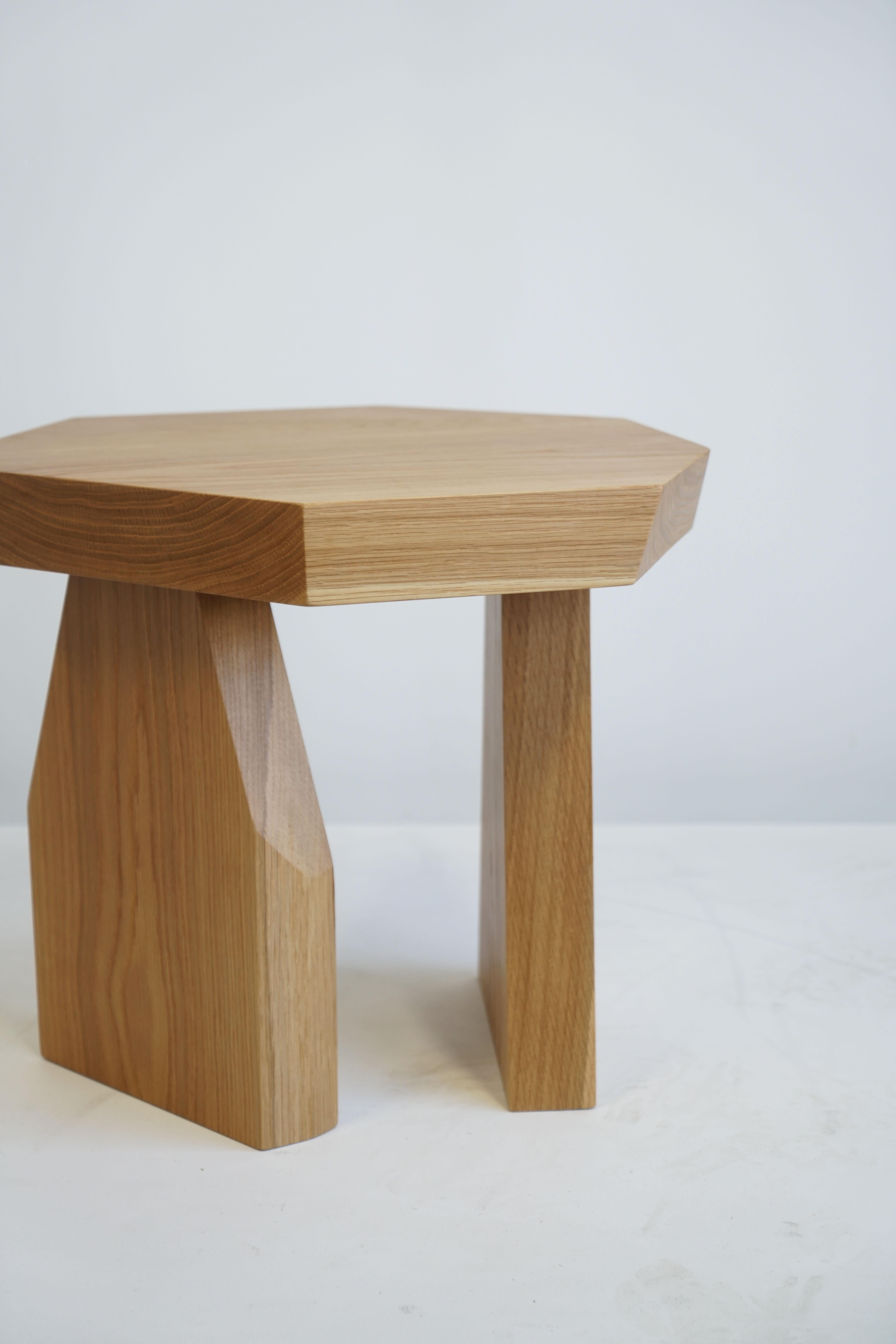 Geometric Modern Solid Wood White Oak Side Table by Last Workshop For Sale 4