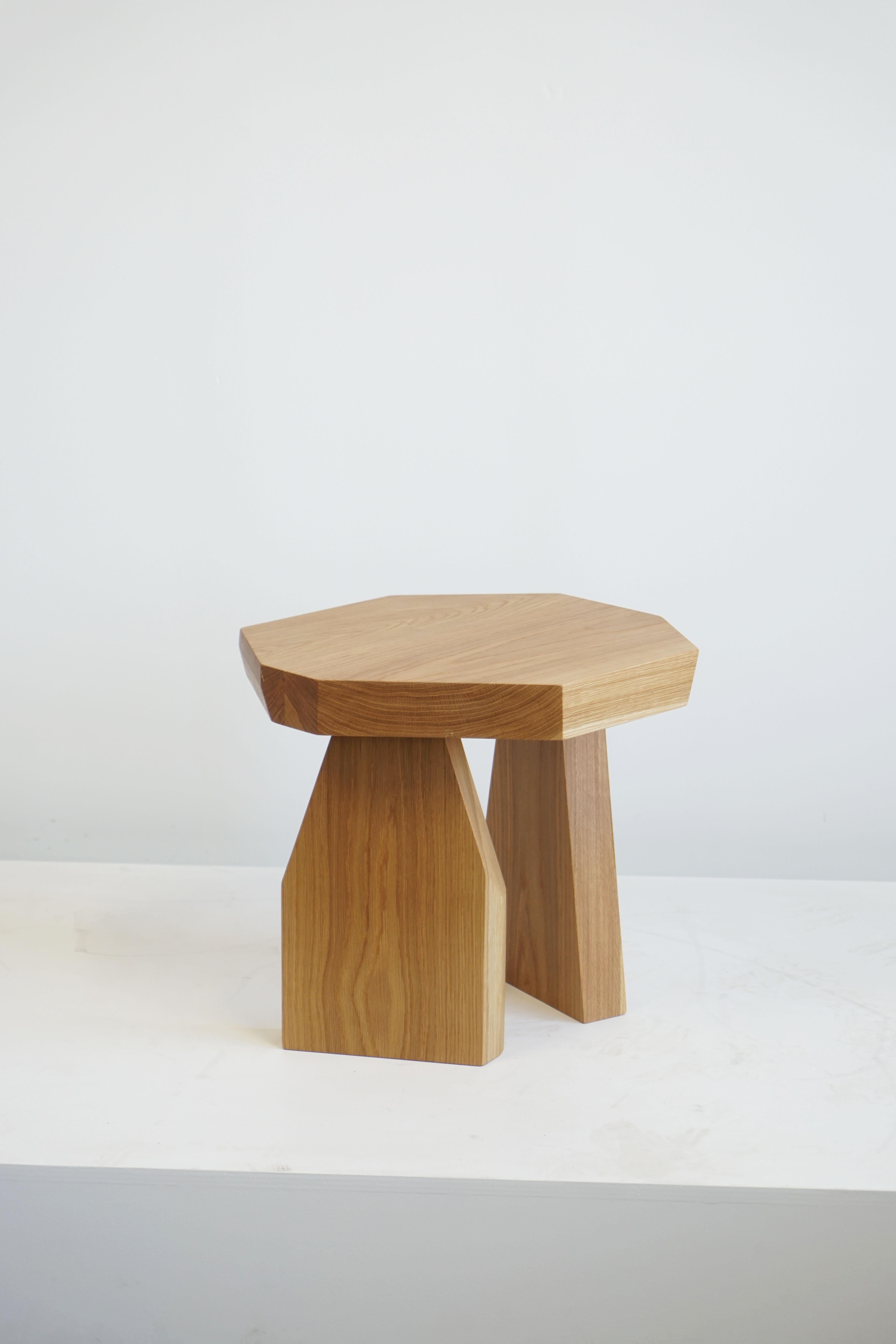 Organic Modern Geometric Modern Solid Wood White Oak Side Table by Last Workshop For Sale