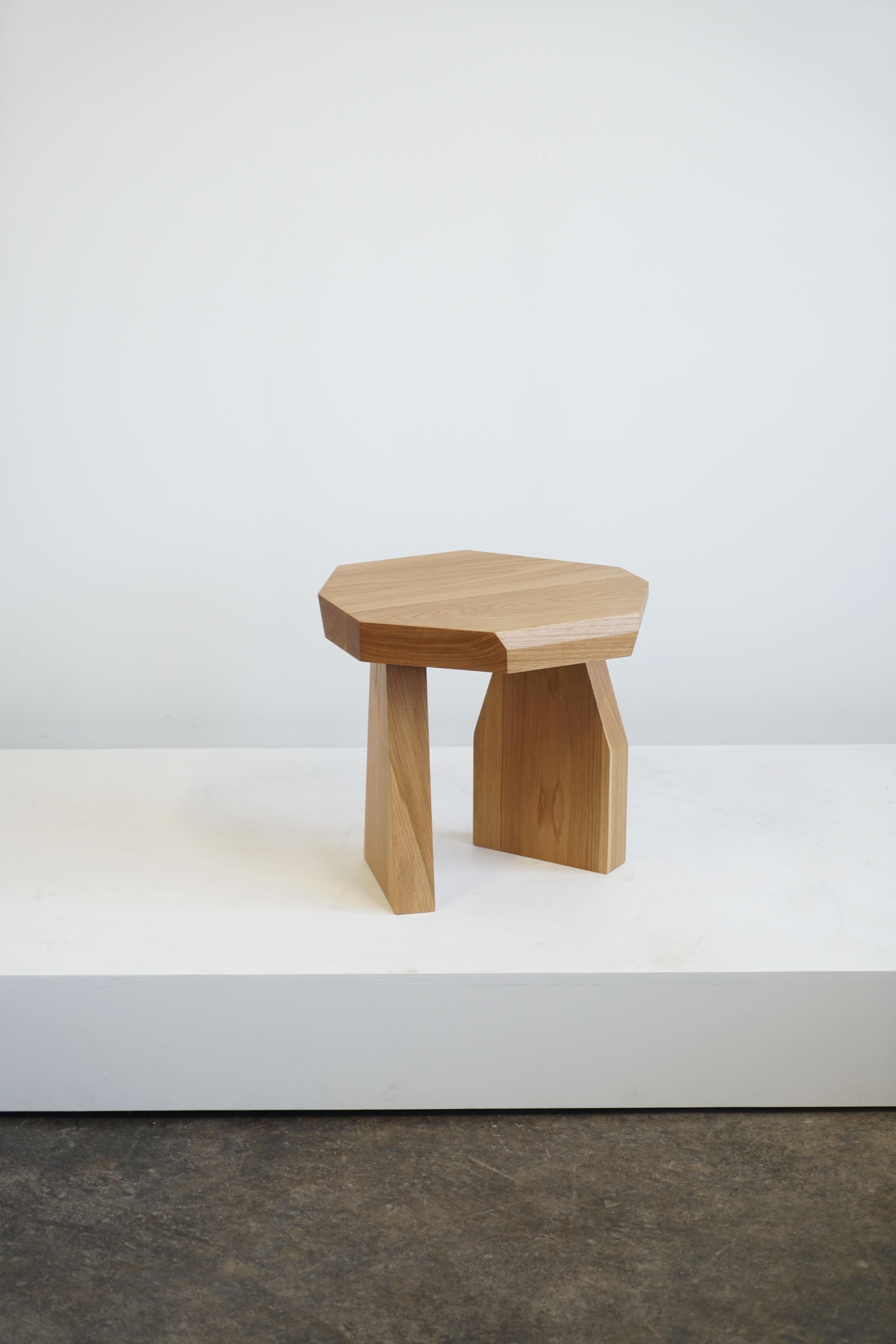 Geometric Modern Solid Wood White Oak Side Table by Last Workshop In New Condition For Sale In Chicago, IL