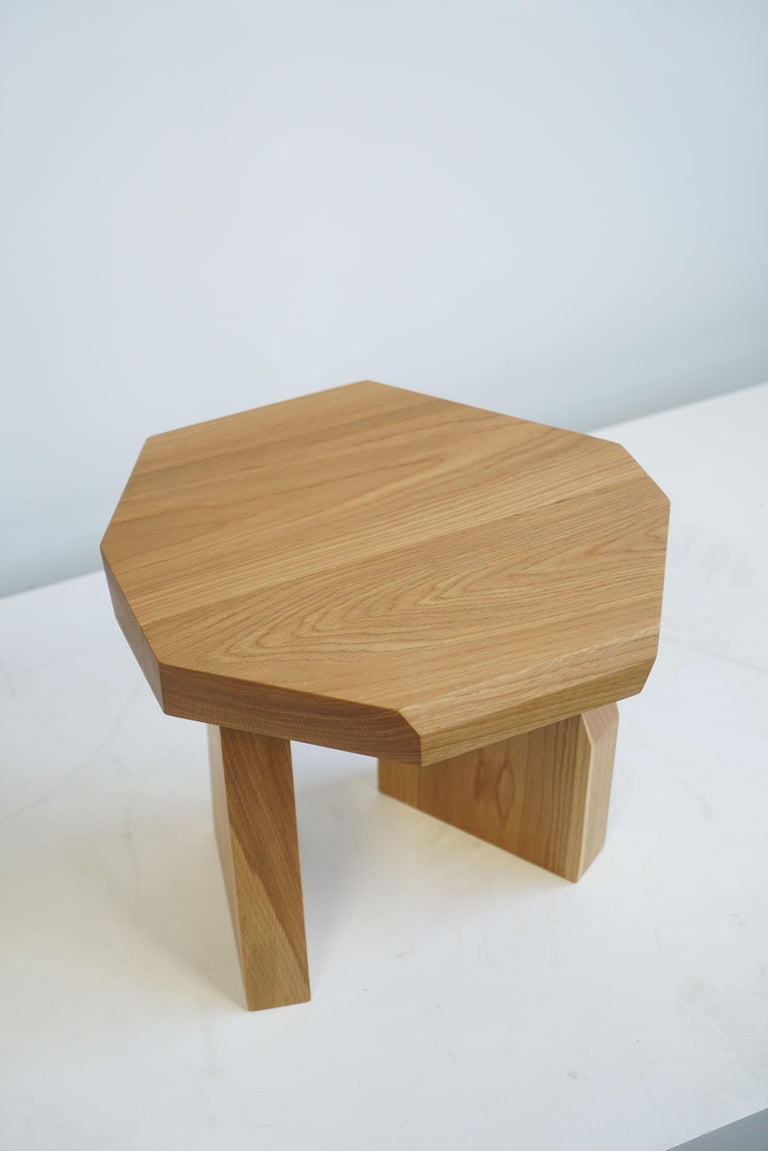 Geometric Modern Solid Wood White Oak Side Table by Last For