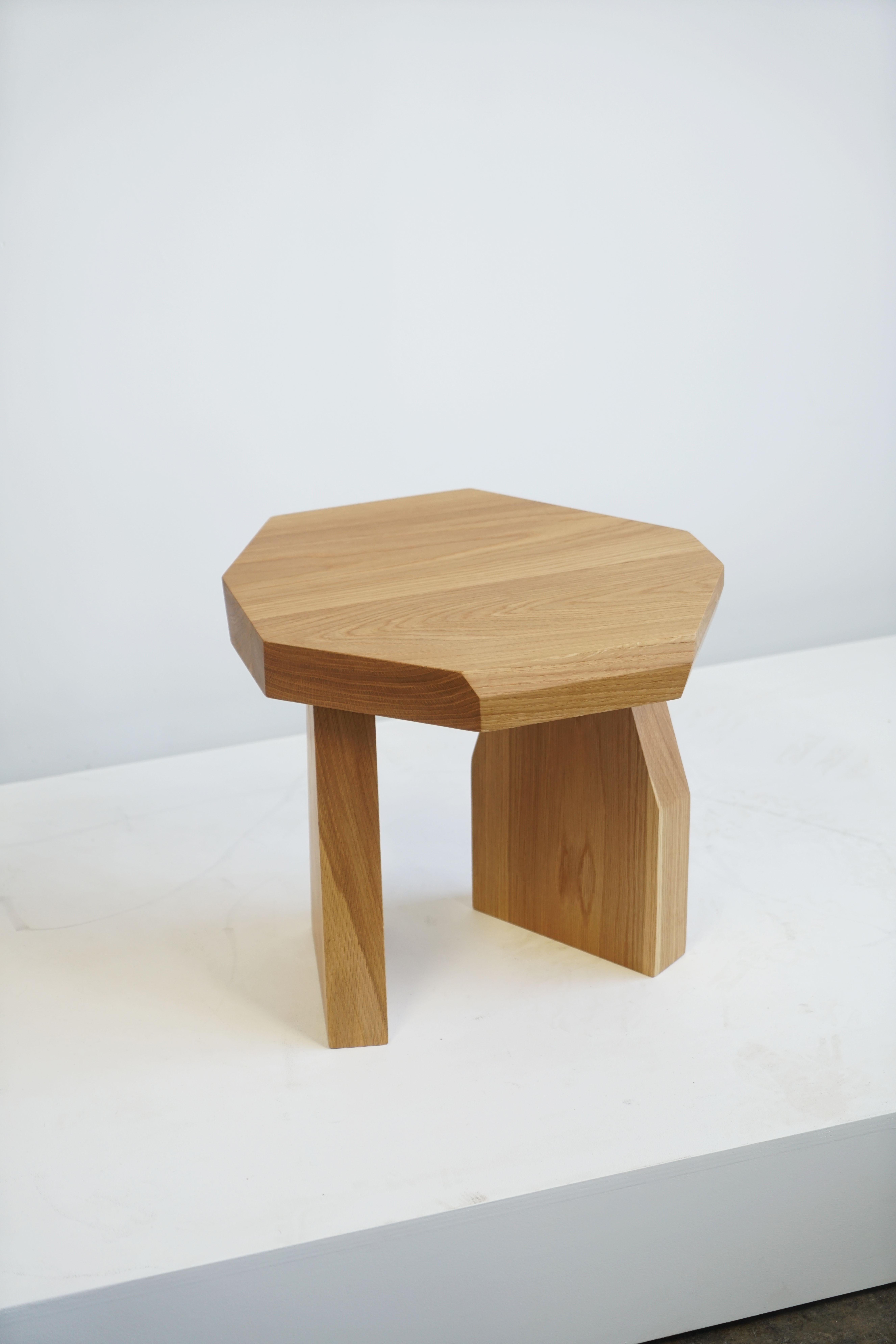 Contemporary Geometric Modern Solid Wood White Oak Side Table by Last Workshop For Sale