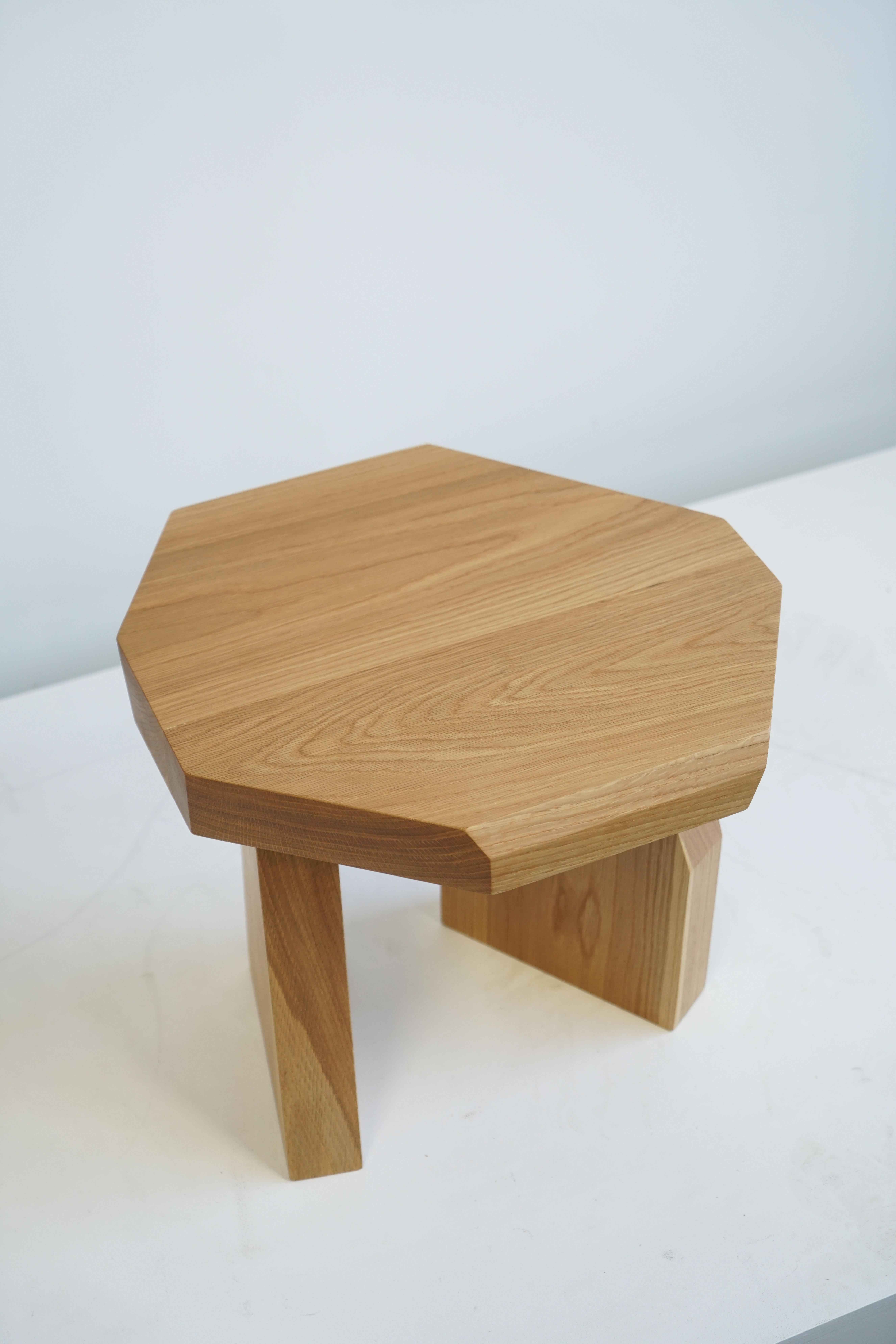 Geometric Modern Solid Wood White Oak Side Table by Last Workshop For Sale 1
