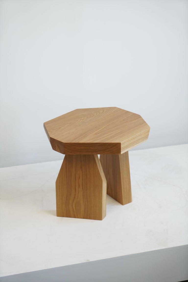 Geometric Modern Solid Wood White Oak Side Table by Last For