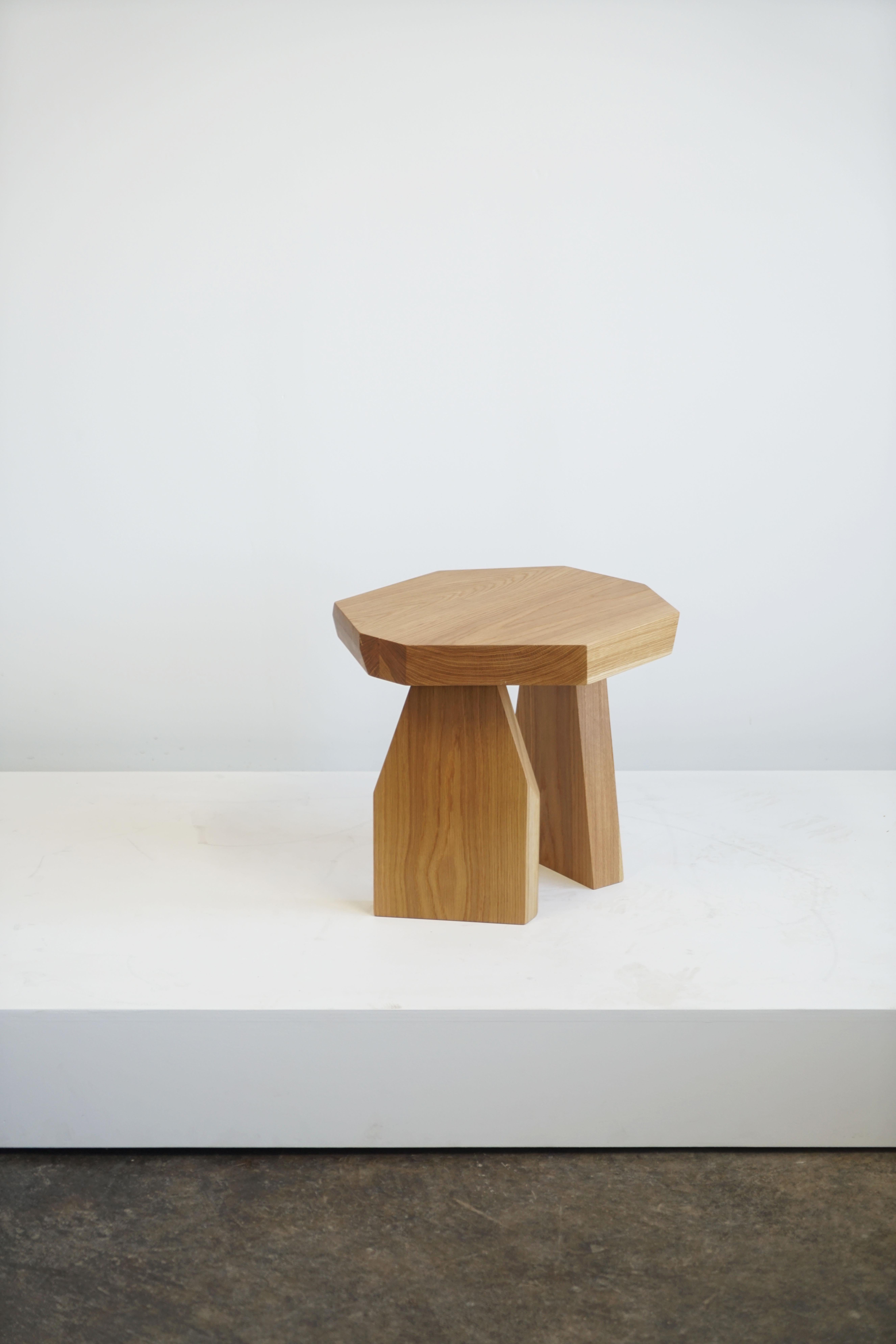 Geometric Modern Solid Wood White Oak Side Table by Last Workshop For Sale 2