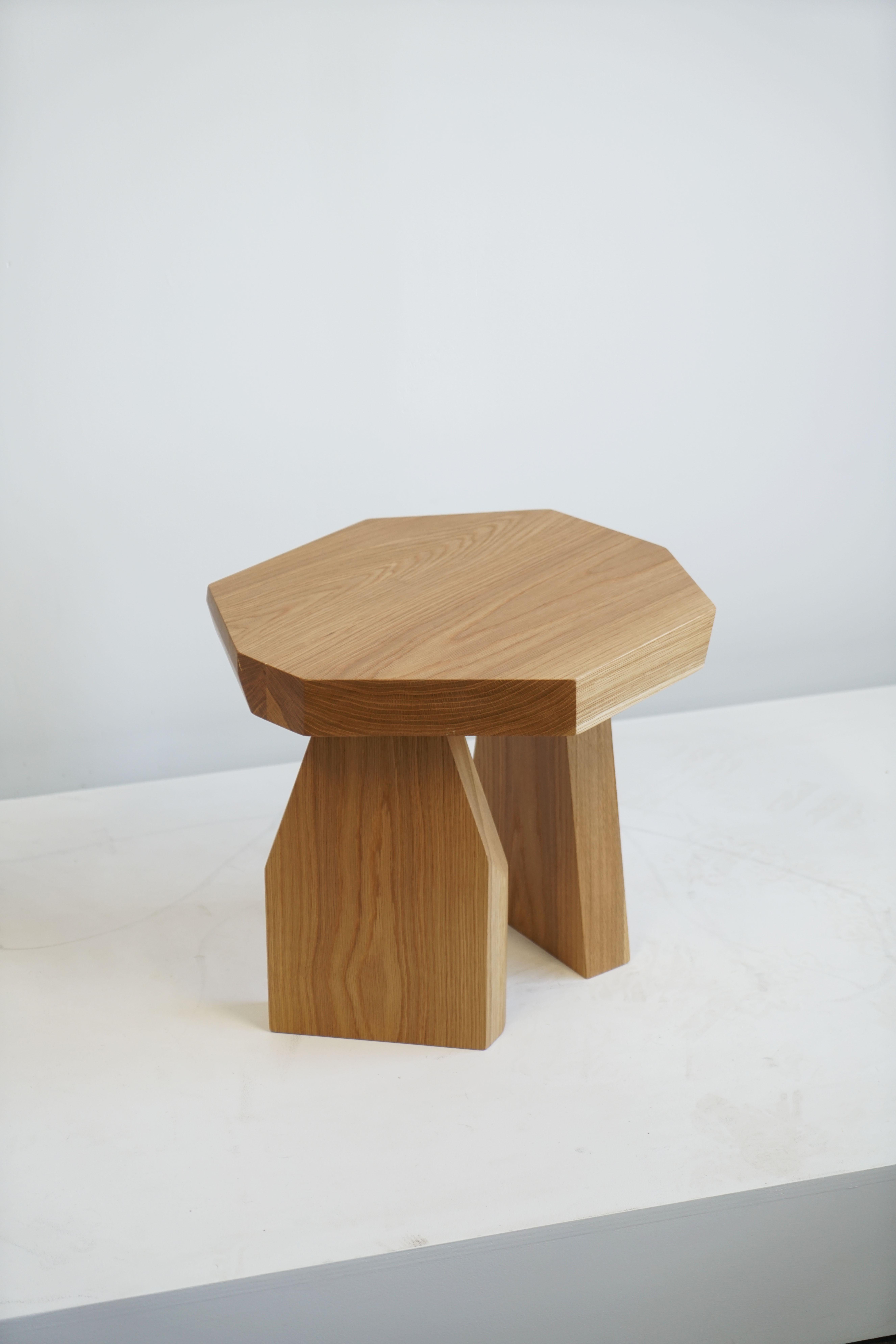 Geometric Modern Solid Wood White Oak Side Table by Last Workshop For Sale 3