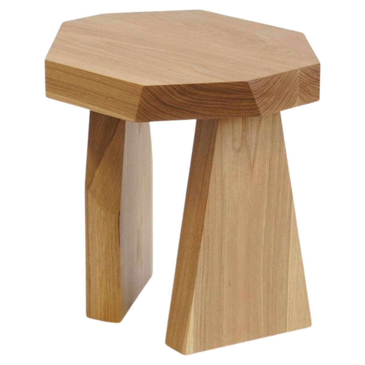 Geometric Modern Solid Wood White Oak Side Table by Last Workshop