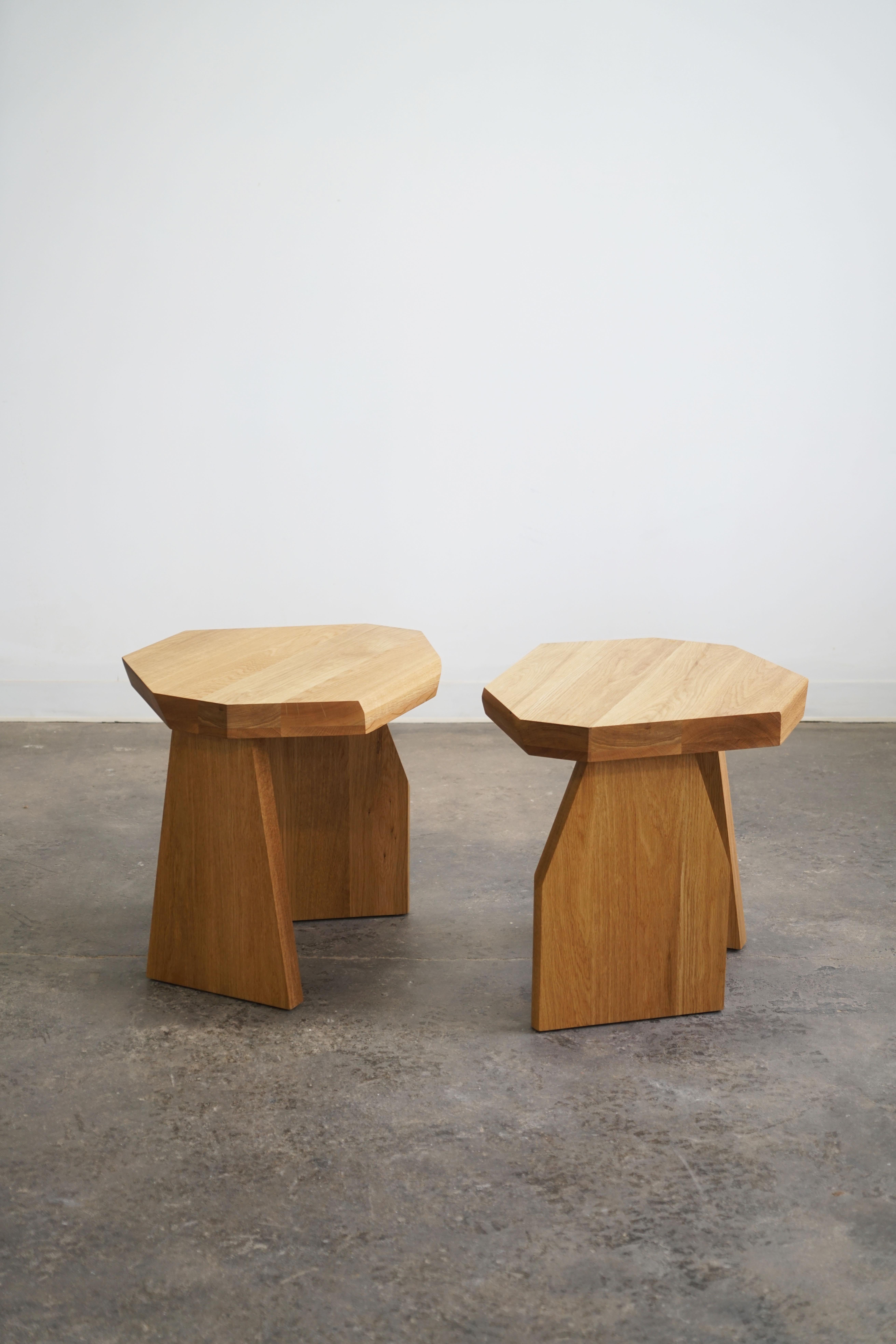 Geometric Modern Solid Wood White Oak Side Table in size Tall by Last Workshop For Sale 4