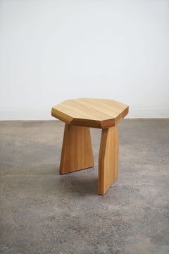 Geometric Modern Solid Wood White Oak Side Table in size Tall by Last Workshop
