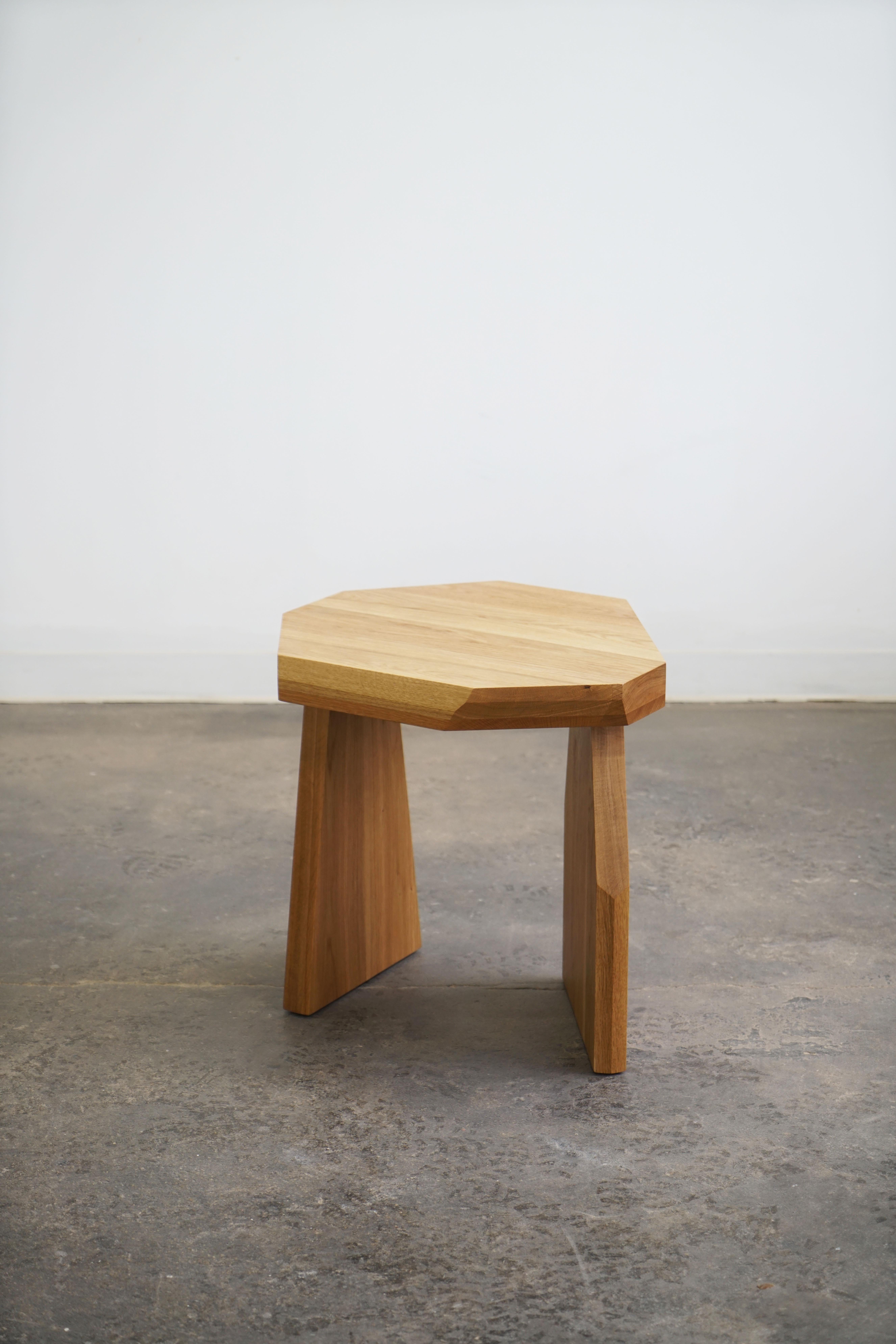 Organic Modern Geometric Modern Solid Wood White Oak Side Table in size Tall by Last Workshop For Sale