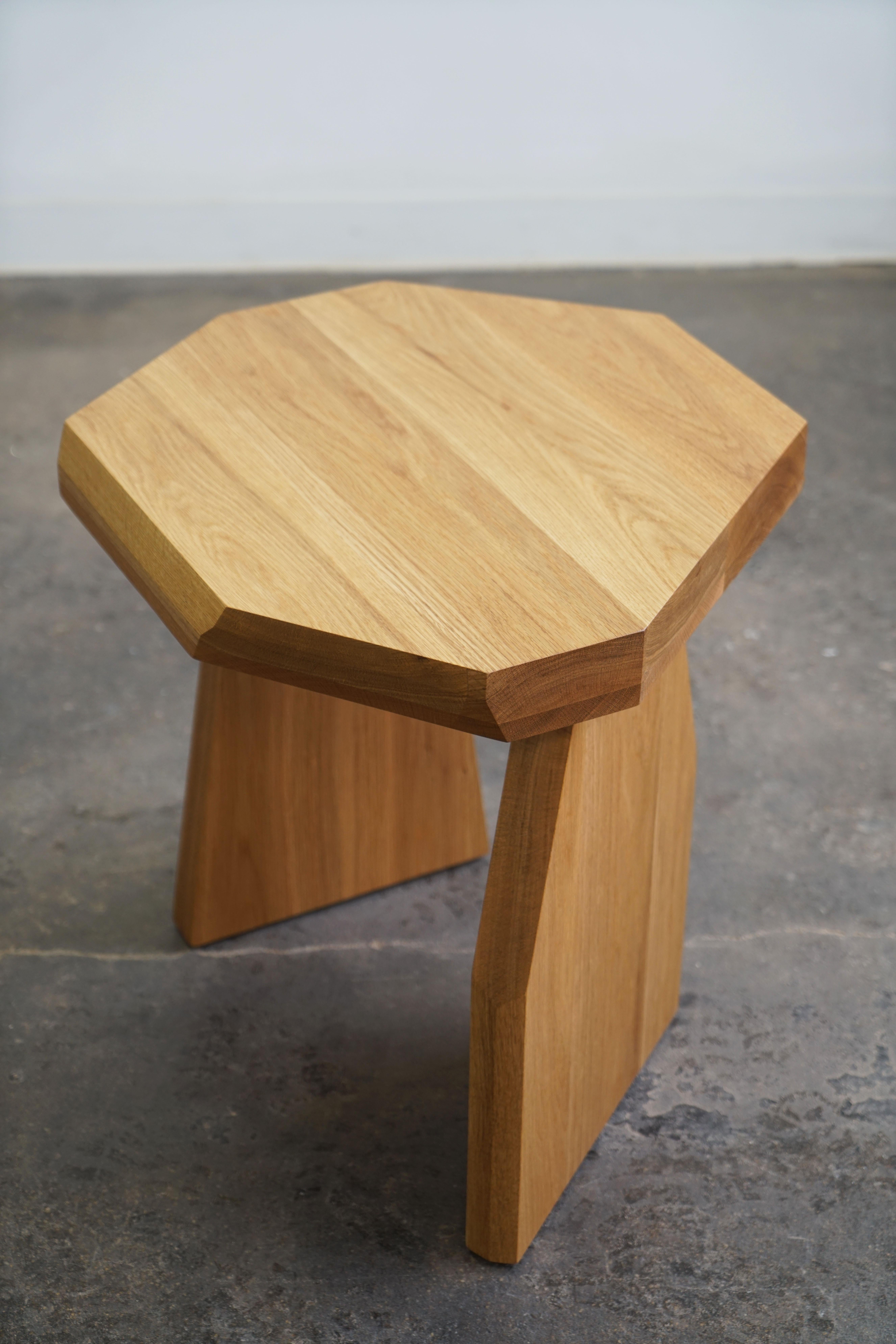 American Geometric Modern Solid Wood White Oak Side Table in size Tall by Last Workshop For Sale