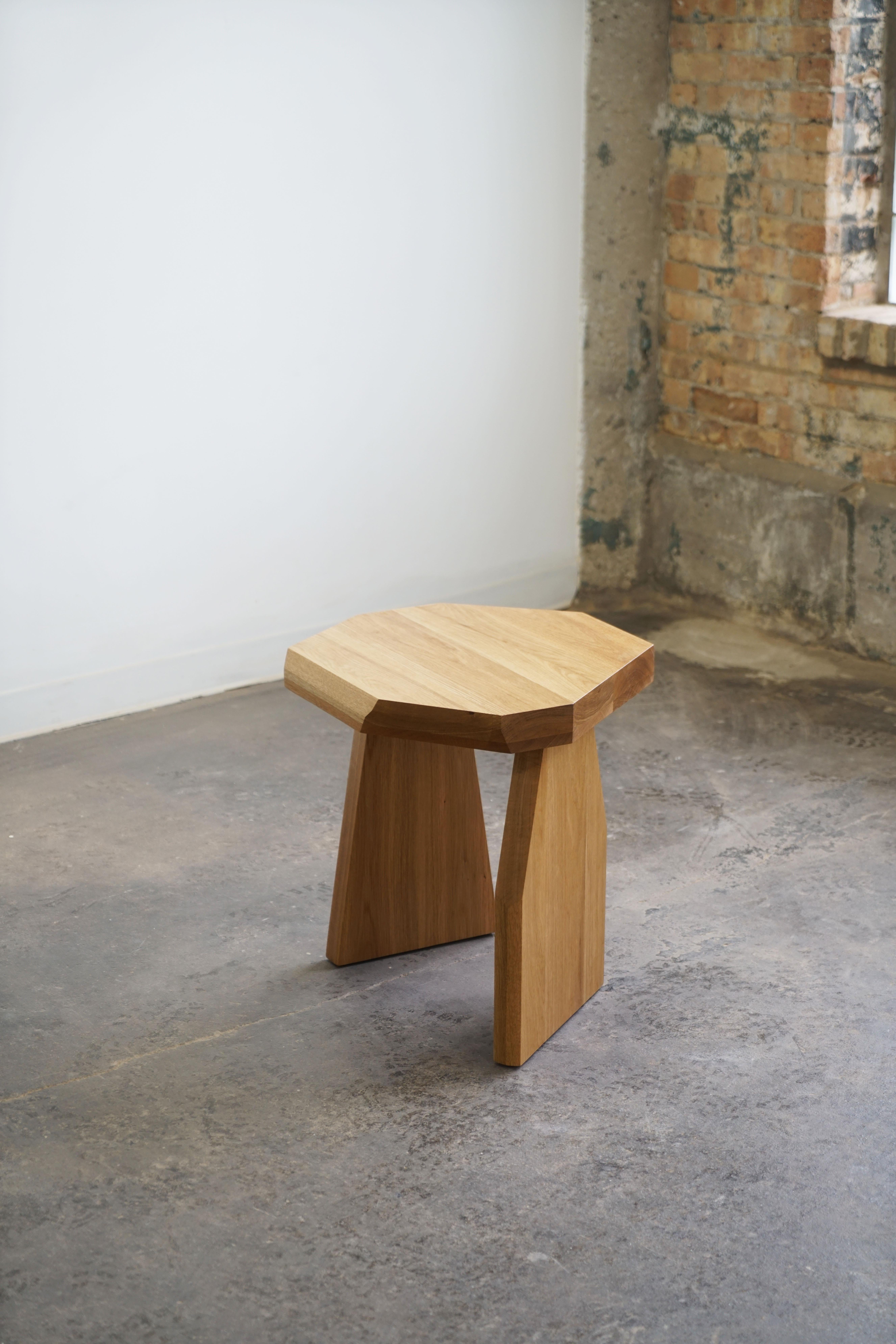 Geometric Modern Solid Wood White Oak Side Table in size Tall by Last Workshop In New Condition For Sale In Chicago, IL