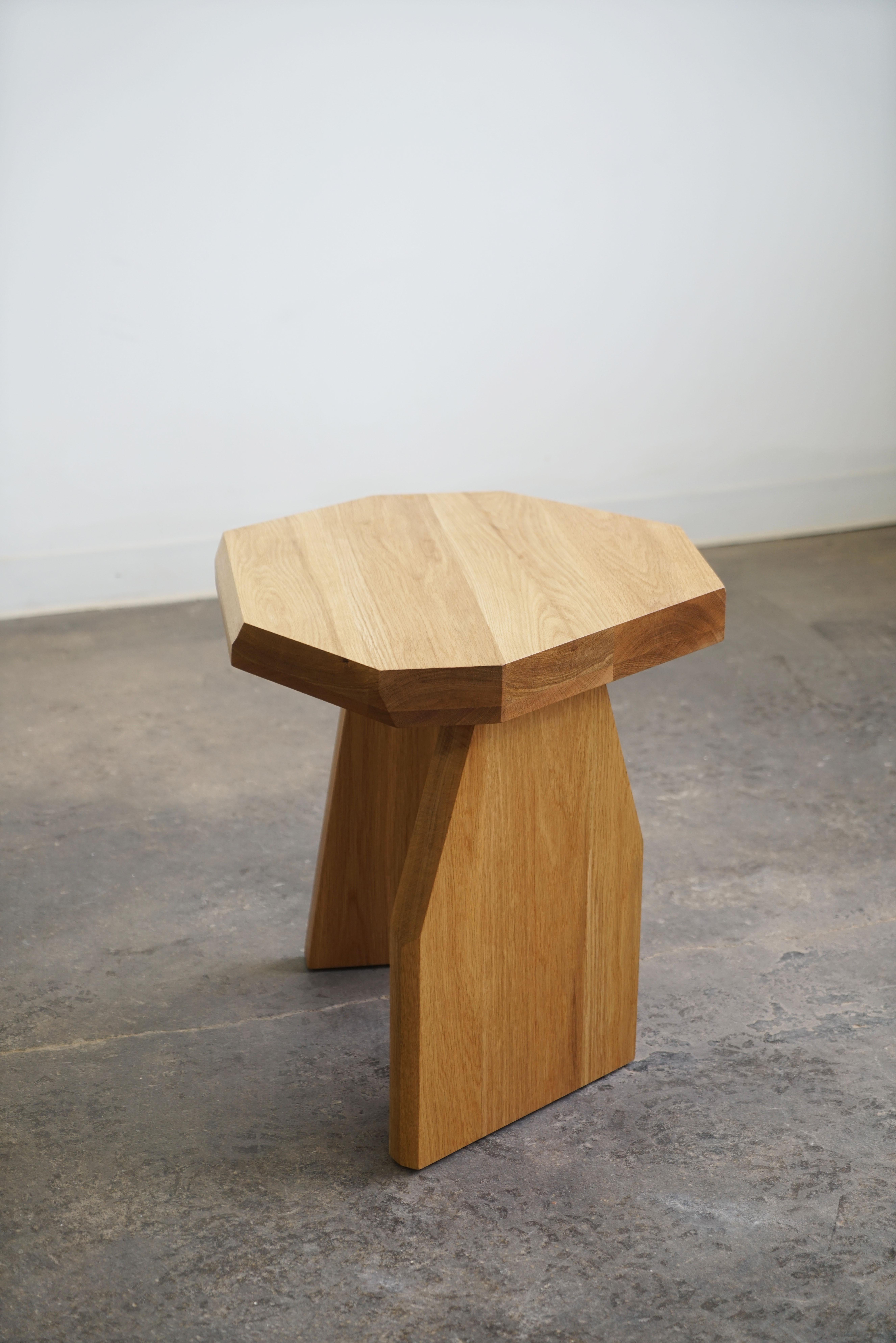 Contemporary Geometric Modern Solid Wood White Oak Side Table in size Tall by Last Workshop For Sale