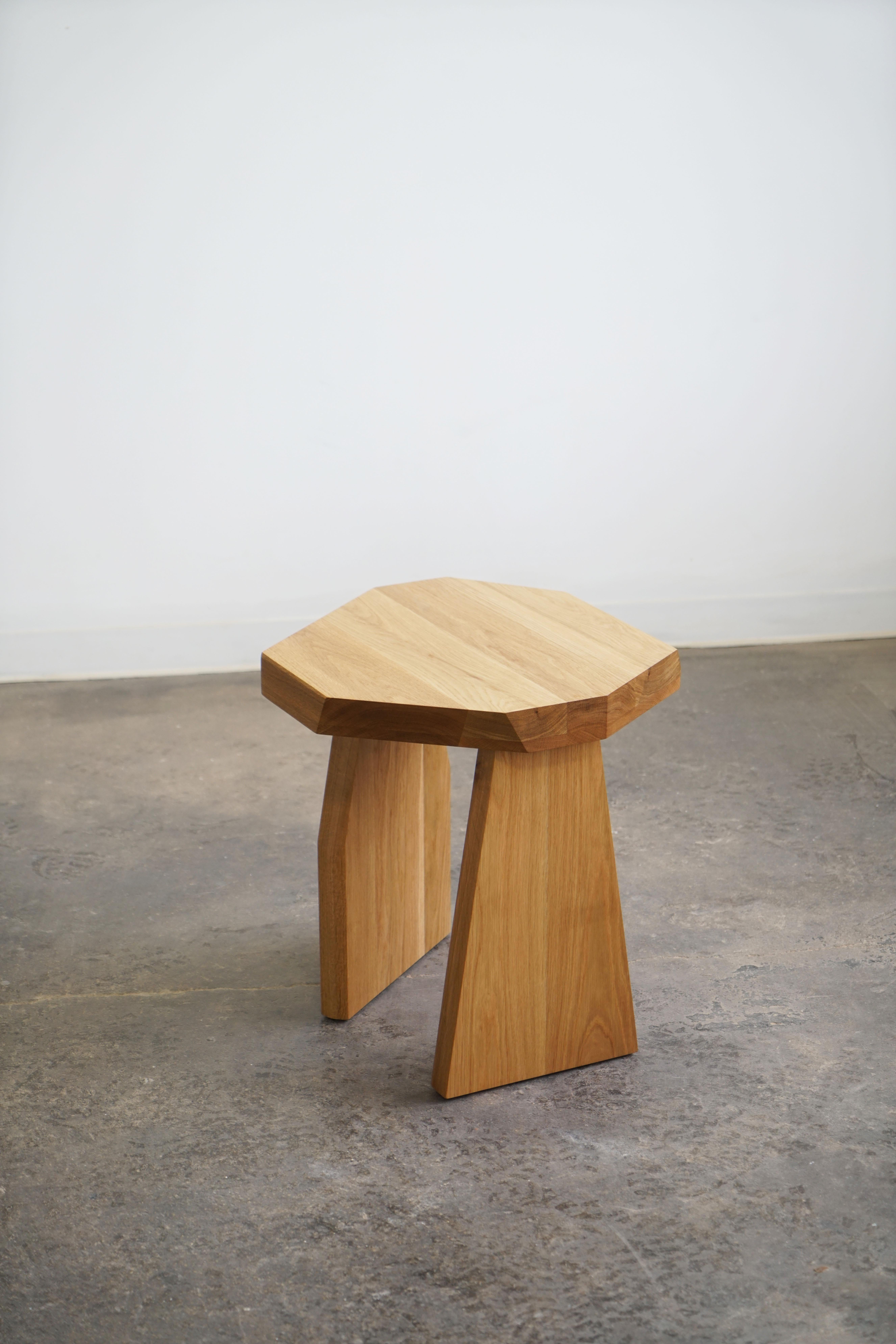 Geometric Modern Solid Wood White Oak Side Table in size Tall by Last Workshop For Sale 1
