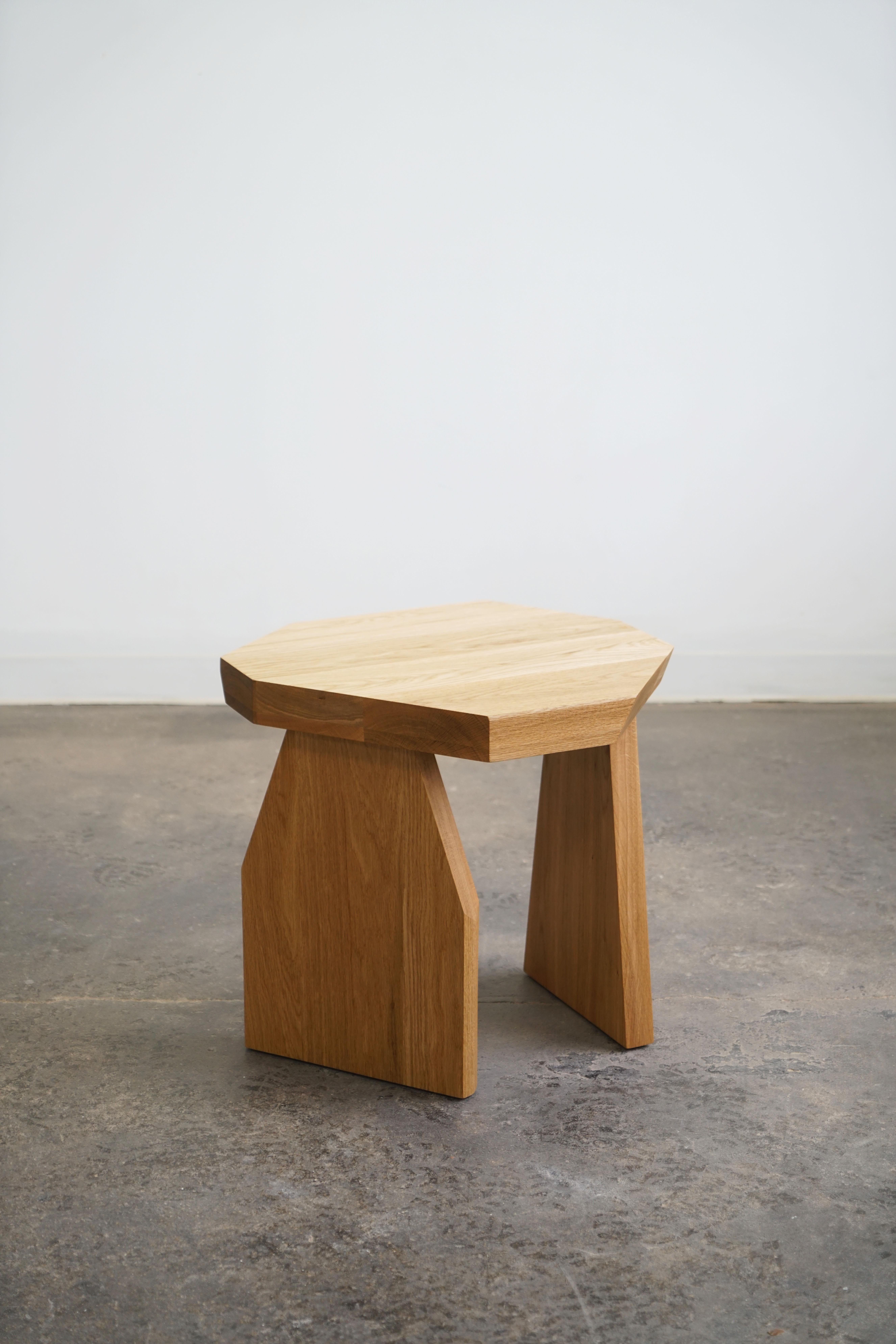 Geometric Modern Solid Wood White Oak Side Table in size Tall by Last Workshop For Sale 2