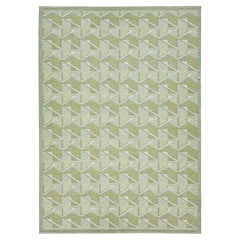 Tapis en laine vert de style suédois géométrique et moderne, taille de pièce 