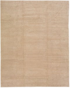 Tappeto geometrico moderno tibetano in lana e seta fatto a mano in marrone chiaro