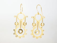 Geometric Moonstone and Diamond Drop Earrings