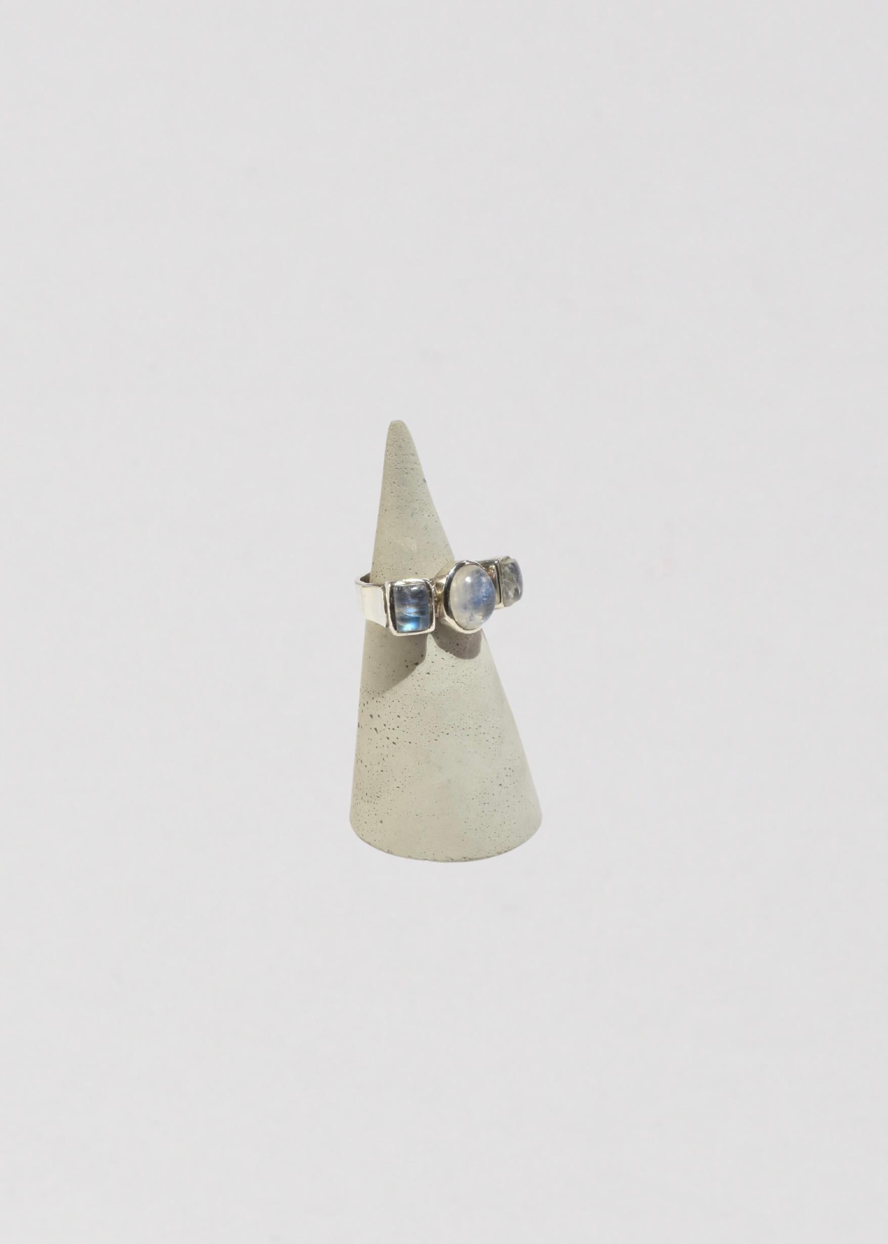 Women's or Men's Geometric Moonstone Ring For Sale