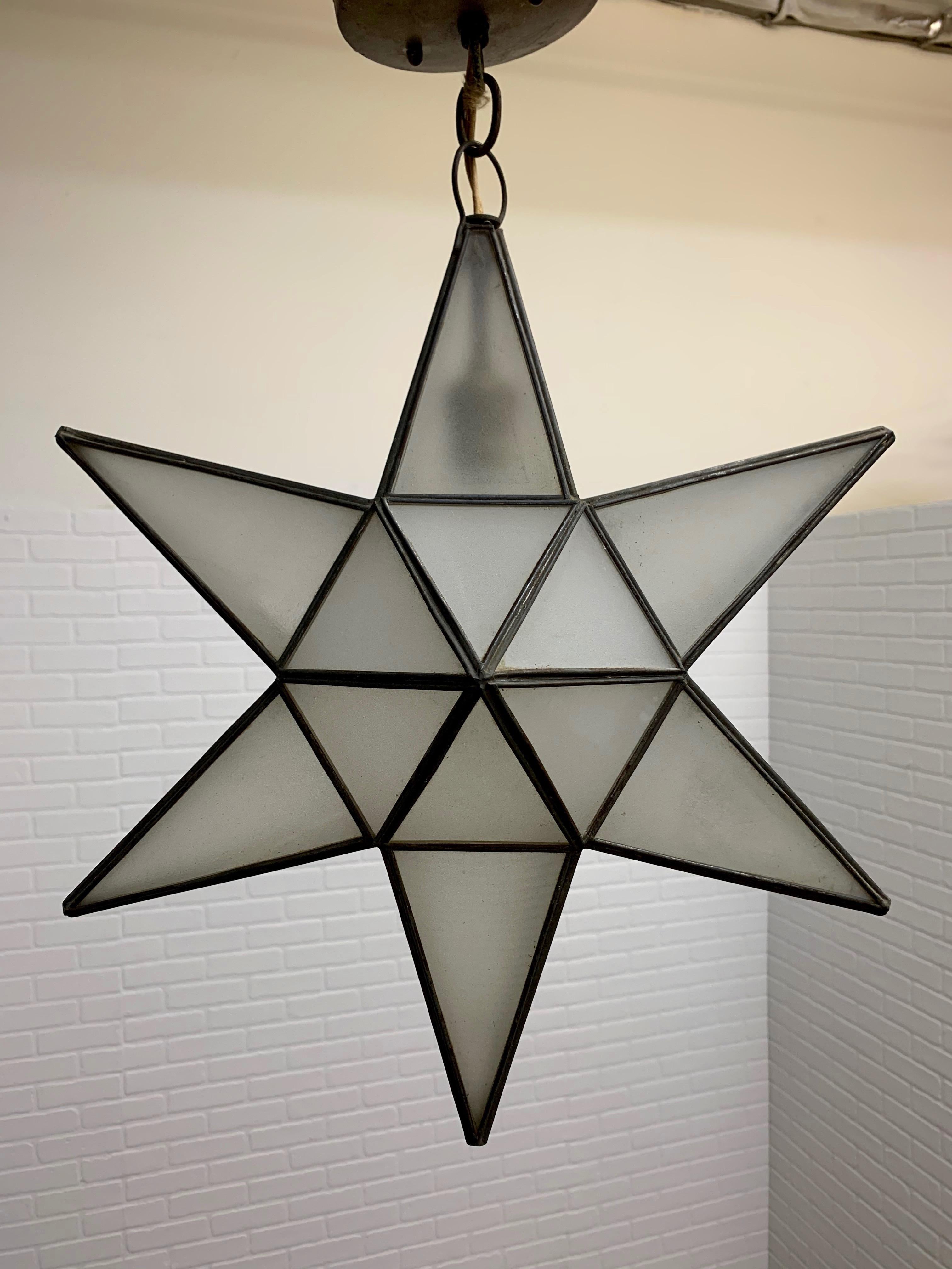 20th Century Geometric Moravian Star Pendant Lamp