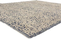 Geometric Moroccan High & Low Wool Pile Rug, Modern Luxe Meets African Artistry