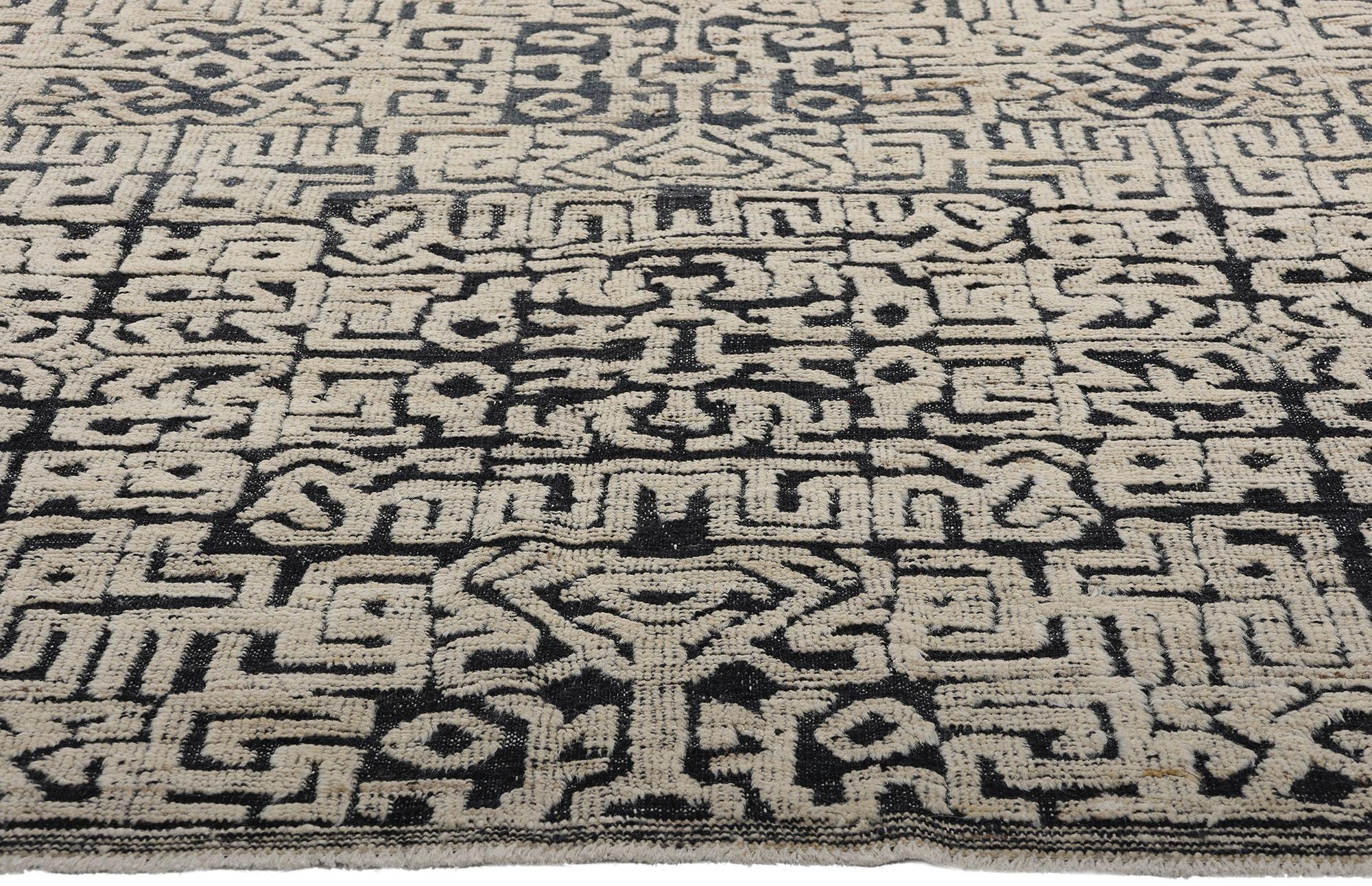 81085 Modern Geometric High-Low Moroccan Rug, 08'01 x 09'11. Behold the captivating convergence of cultural narratives and artisanal mastery embodied in this enchanting hand knotted wool Moroccan high-low wool pile rug. Revealing a mesmerizing