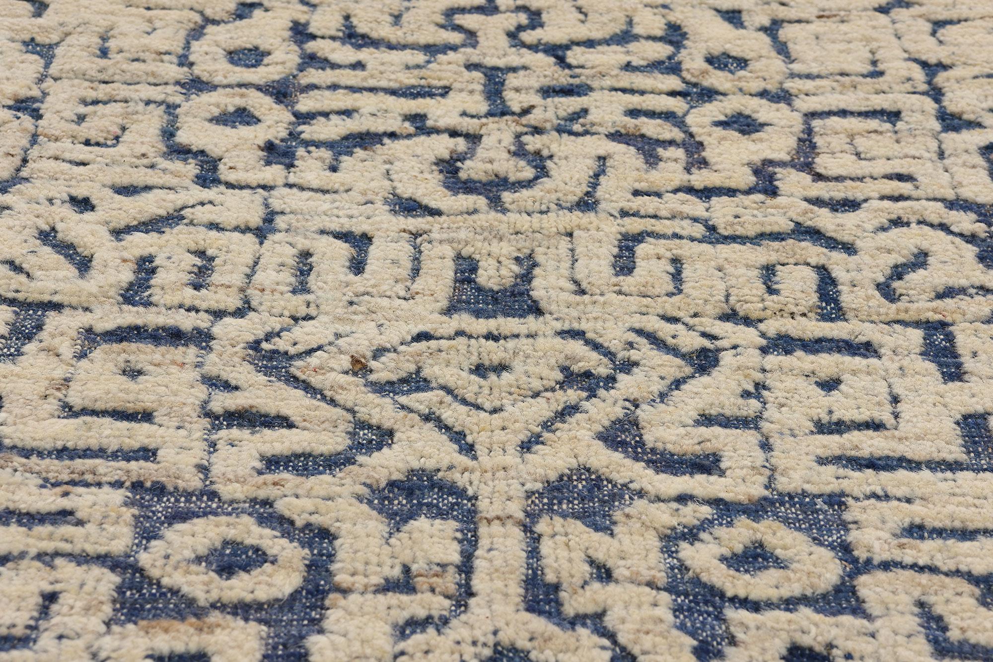 Geometric Moroccan High & Low Wool Pile Rug, Modern Luxe Meets African Artistry In New Condition For Sale In Dallas, TX