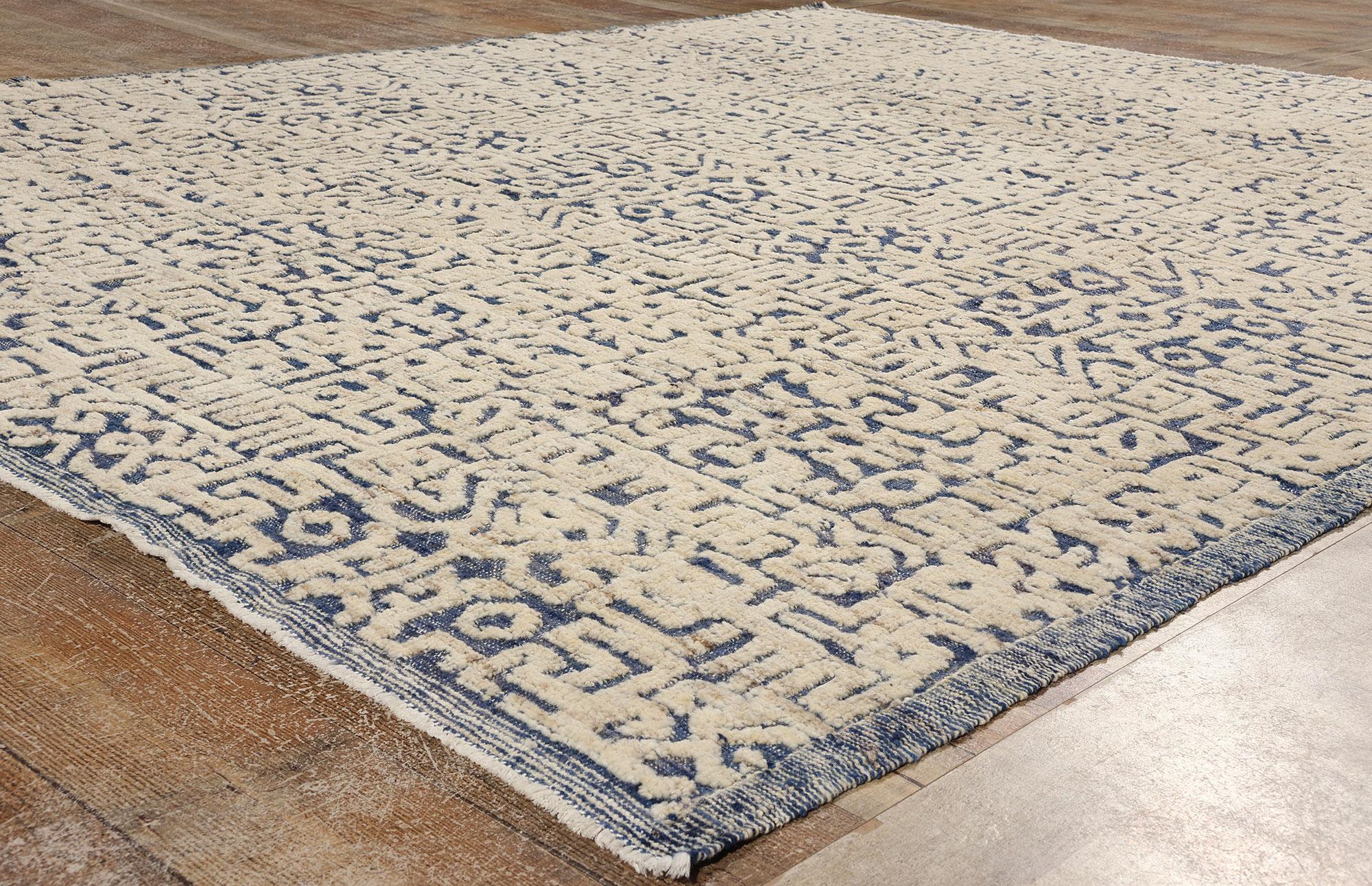 Geometric Moroccan High & Low Wool Pile Rug, Modern Luxe Meets African Artistry For Sale 1