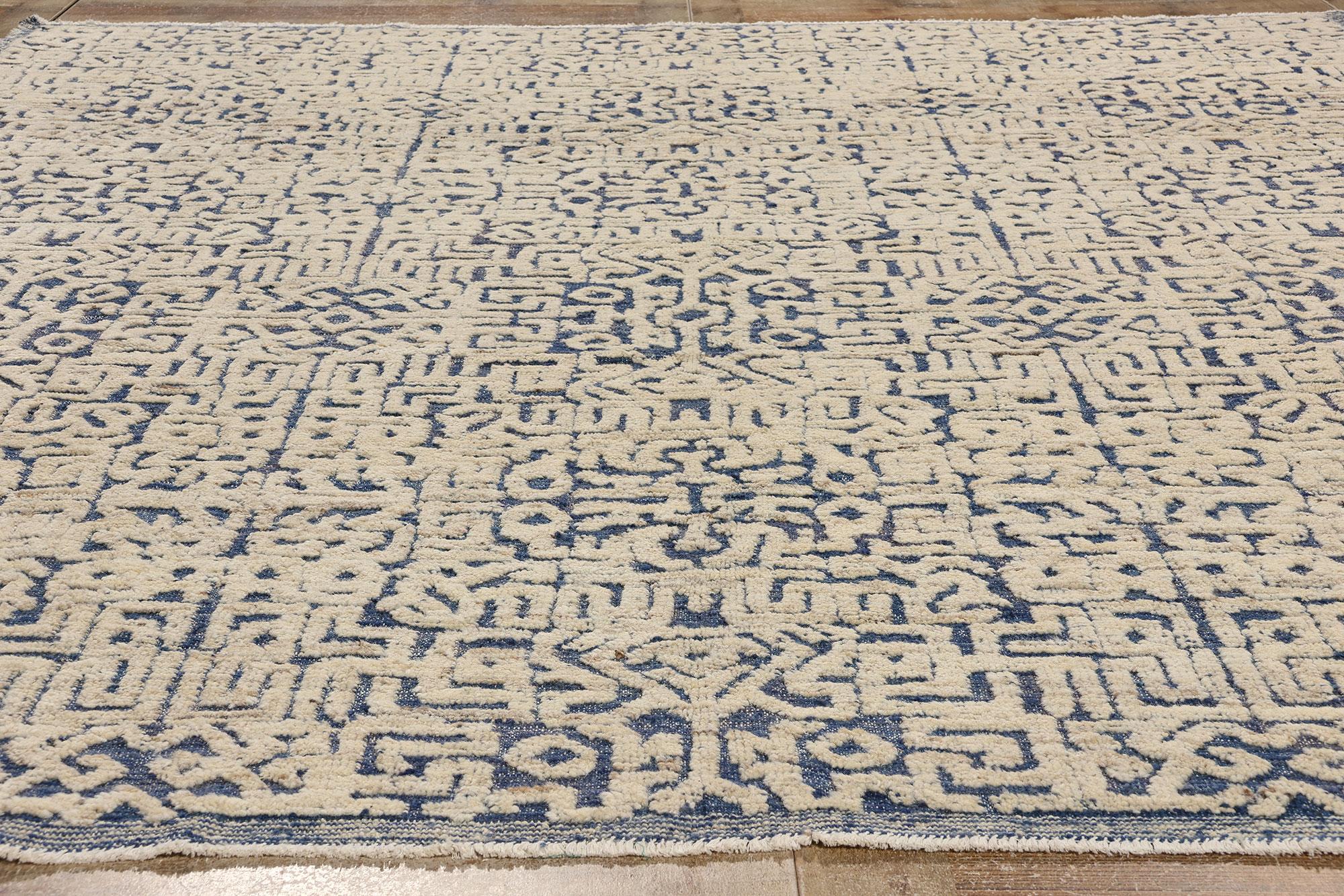Geometric Moroccan High & Low Wool Pile Rug, Modern Luxe Meets African Artistry For Sale 2