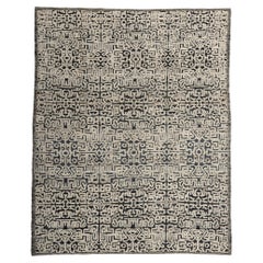 Geometric Moroccan High & Low Wool Pile Rug, Modern Luxe Meets African Artistry