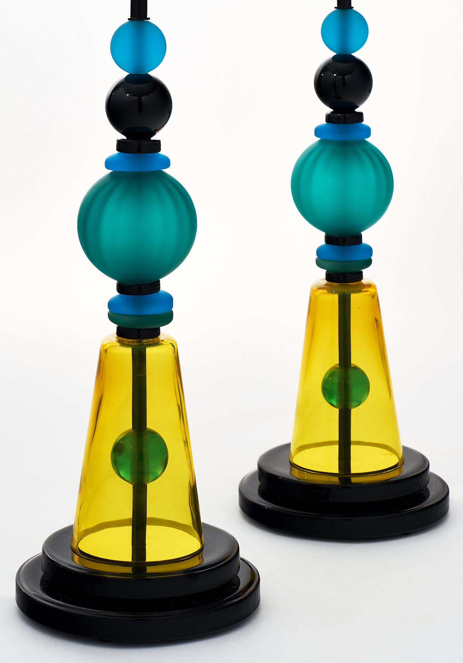 Italian Geometric Murano Glass Lamp