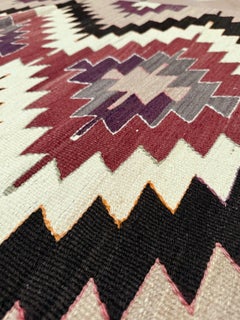 Geometric Mut Kilim • Navajo-Style Vintage Turkish Flatweave Rug (3'x5') • 1970s
