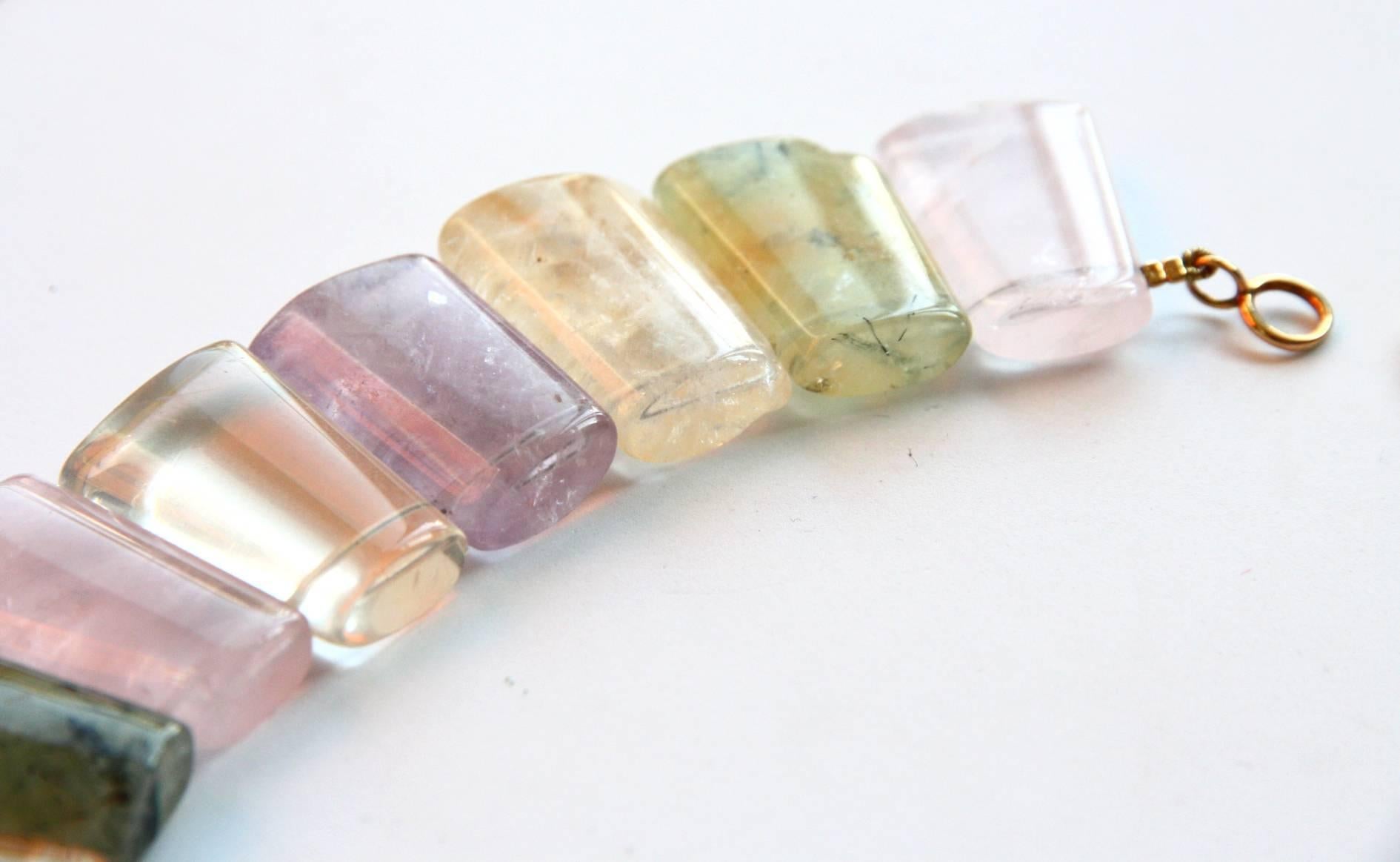 Geometric Natural Quartz Necklace Gold-Plated In New Condition For Sale In Milan, IT