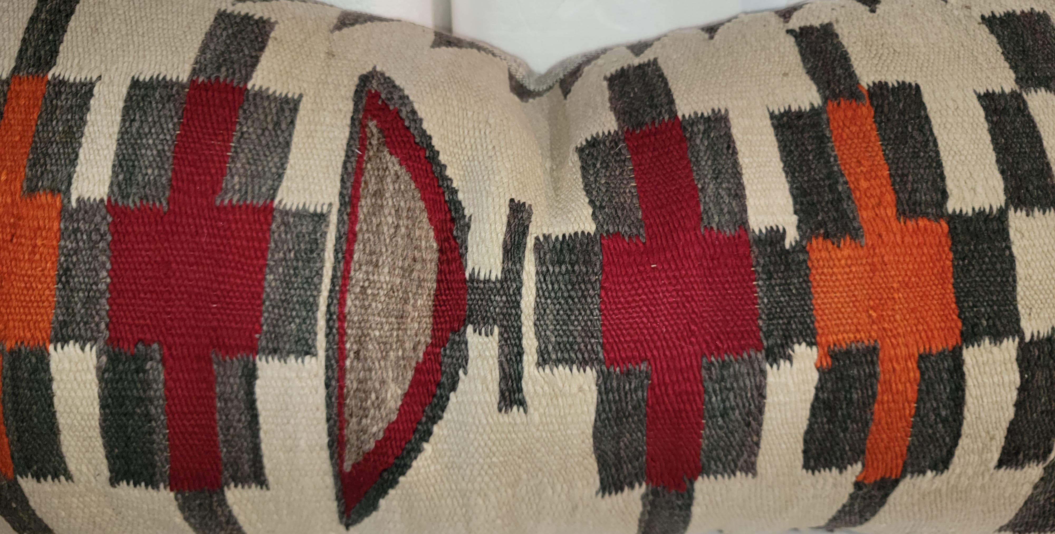 American Geometric Navajo Indian Weaving Bolster Pillow