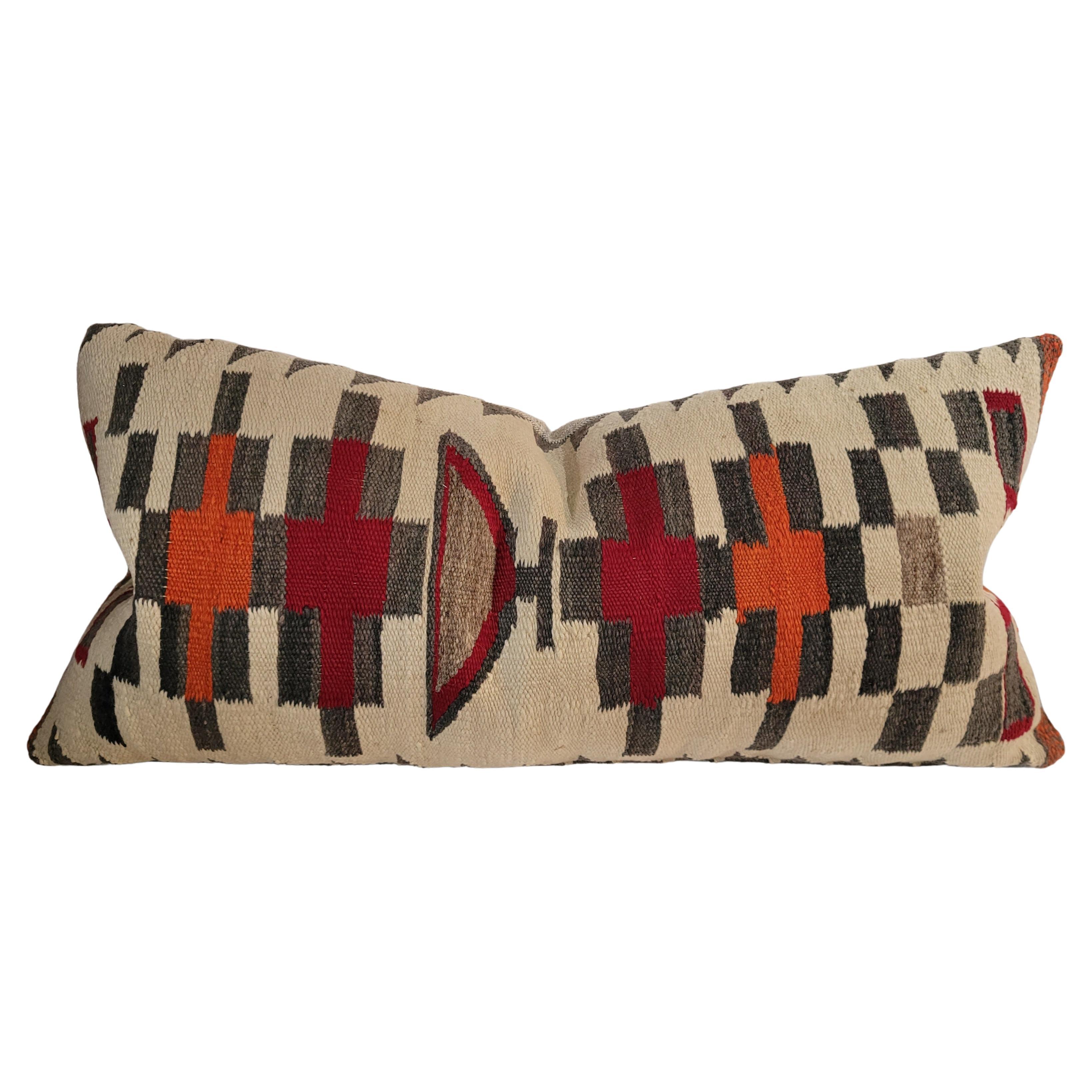 Geometric Navajo Indian Weaving Bolster Pillow